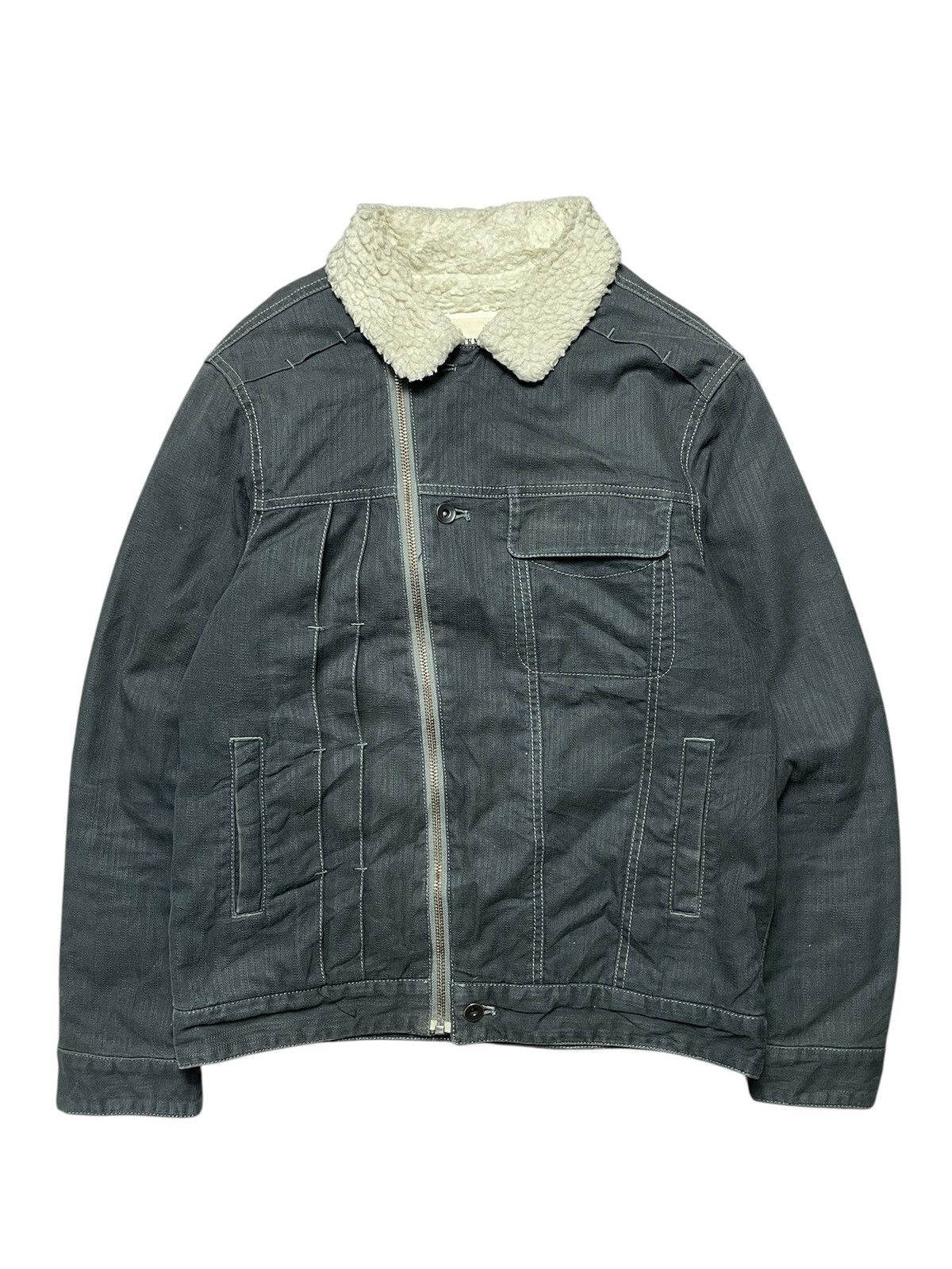 If Six Was Nine 2000’s Back Number - Assymetrical Denim Sherpa Jacket Size US M / EU 48-50 / 2 - 1 Thumbnail