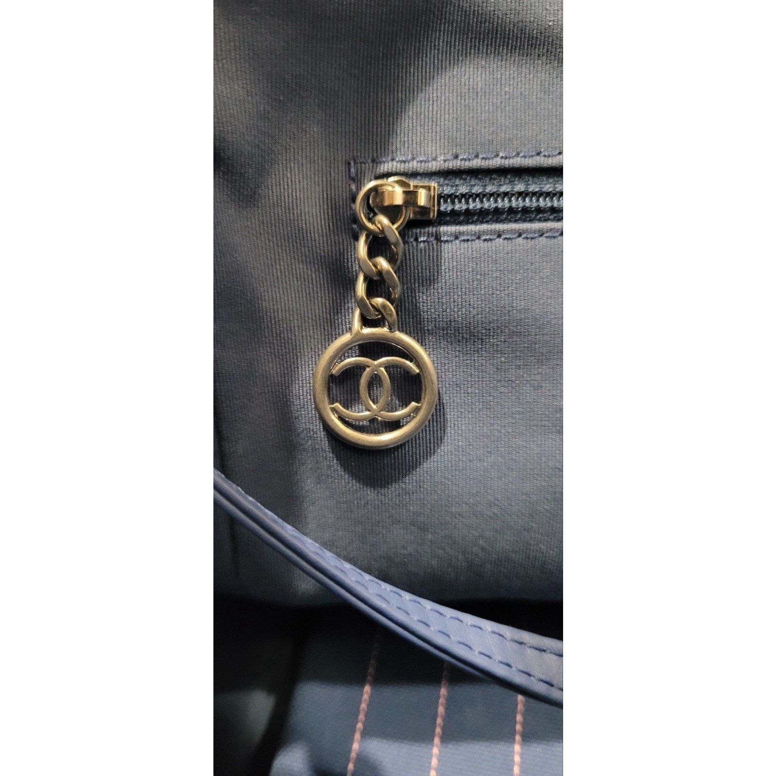 Chanel Chanel Deauville Tote Pinstripe Cotton Medium Size ONE SIZE - 20 Thumbnail
