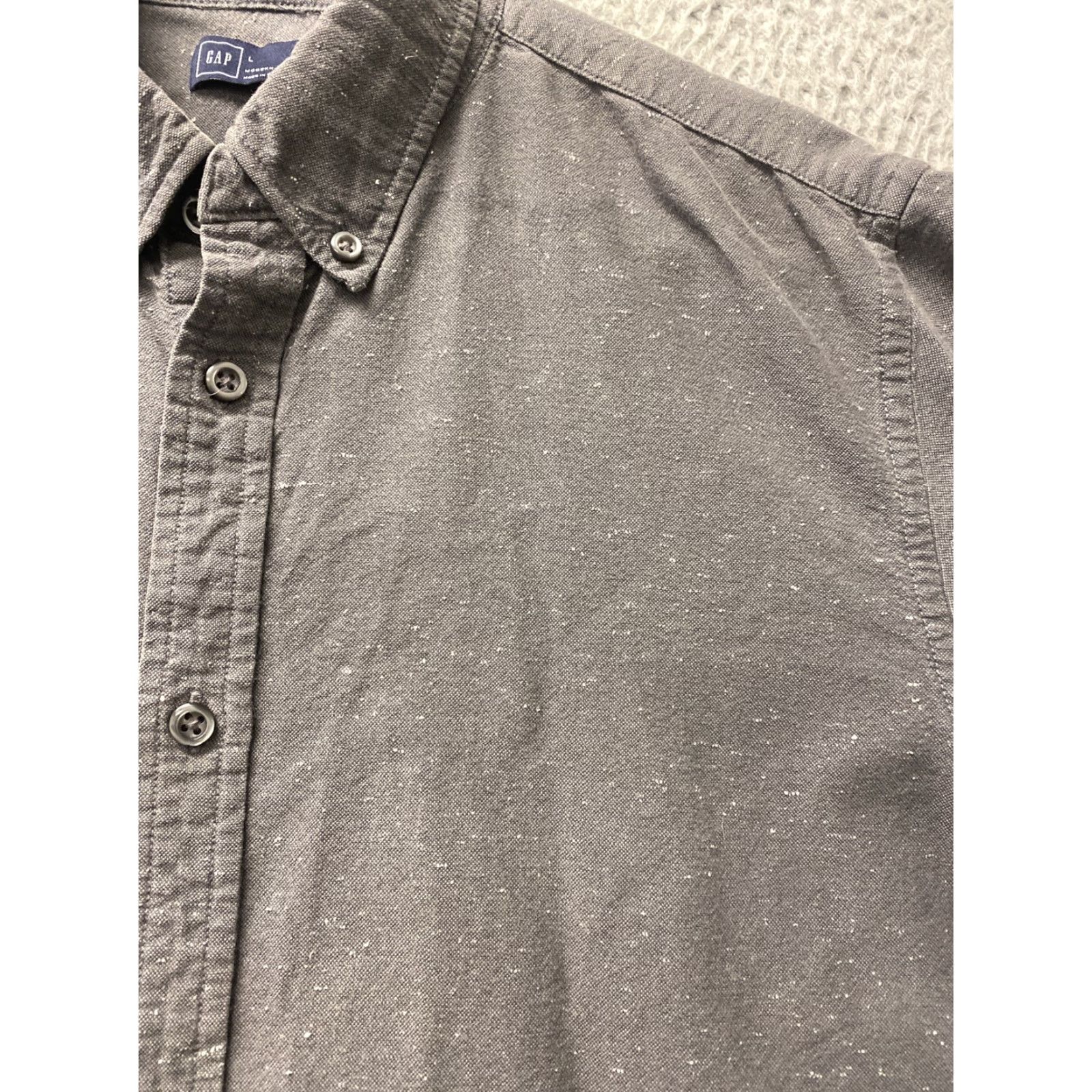 Gap GAP Shirt Mens Large Grey Knit Casual Button Long Sleeve / 102-32 Size US L / EU 52-54 / 3 - 3 Thumbnail