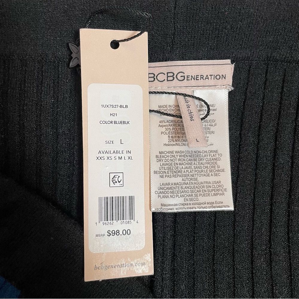 Other NWT New $98 BCBGeneration Stripe Knit Sweater Black Blue Pa Size 36" / US 14 / IT 50 - 4 Thumbnail
