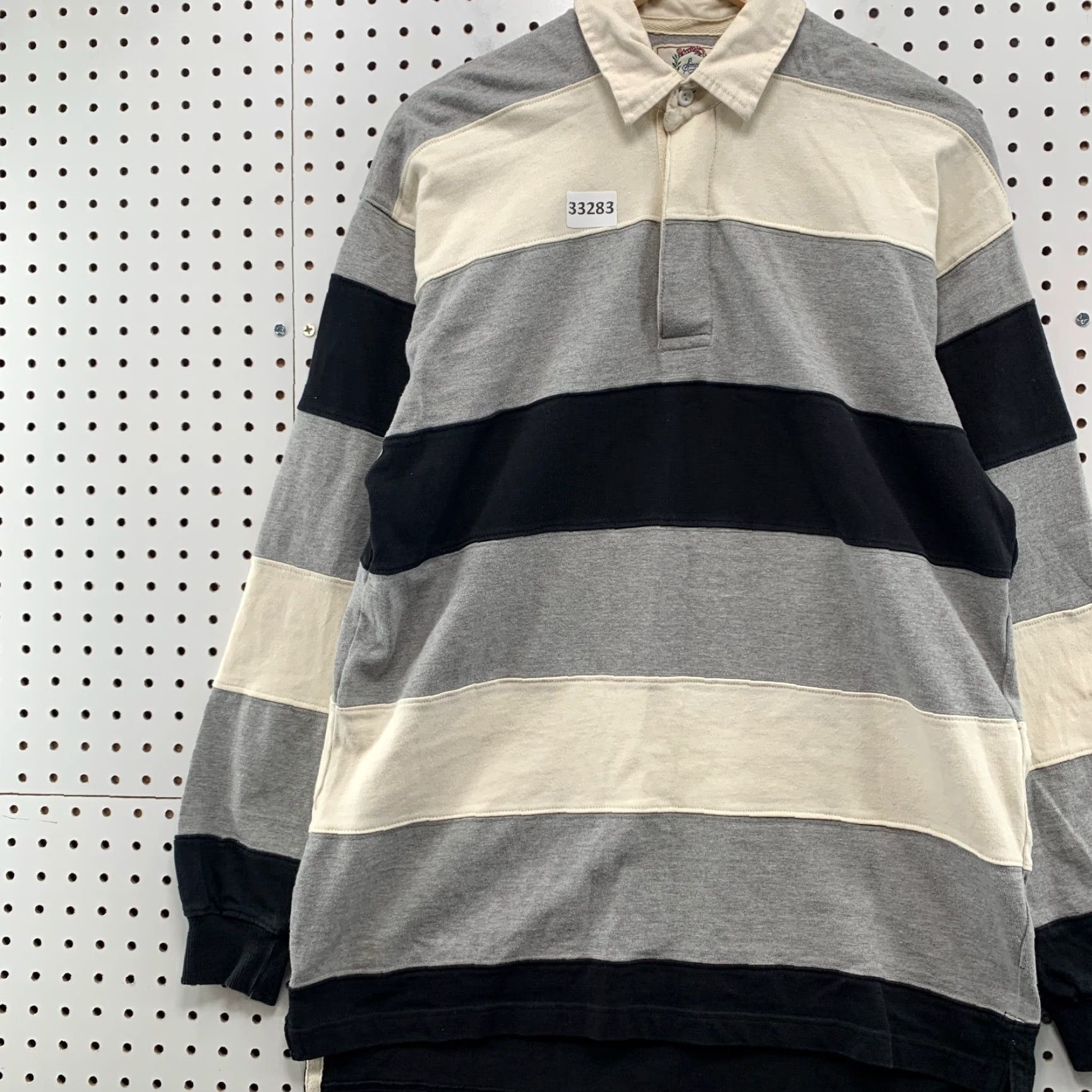 Sears VINTAGE Sears Roebuck Rugby Polo Shirt Mens Medium Black Gray Striped 21.5x32 Size US M / EU 48-50 / 2 - 3 Thumbnail