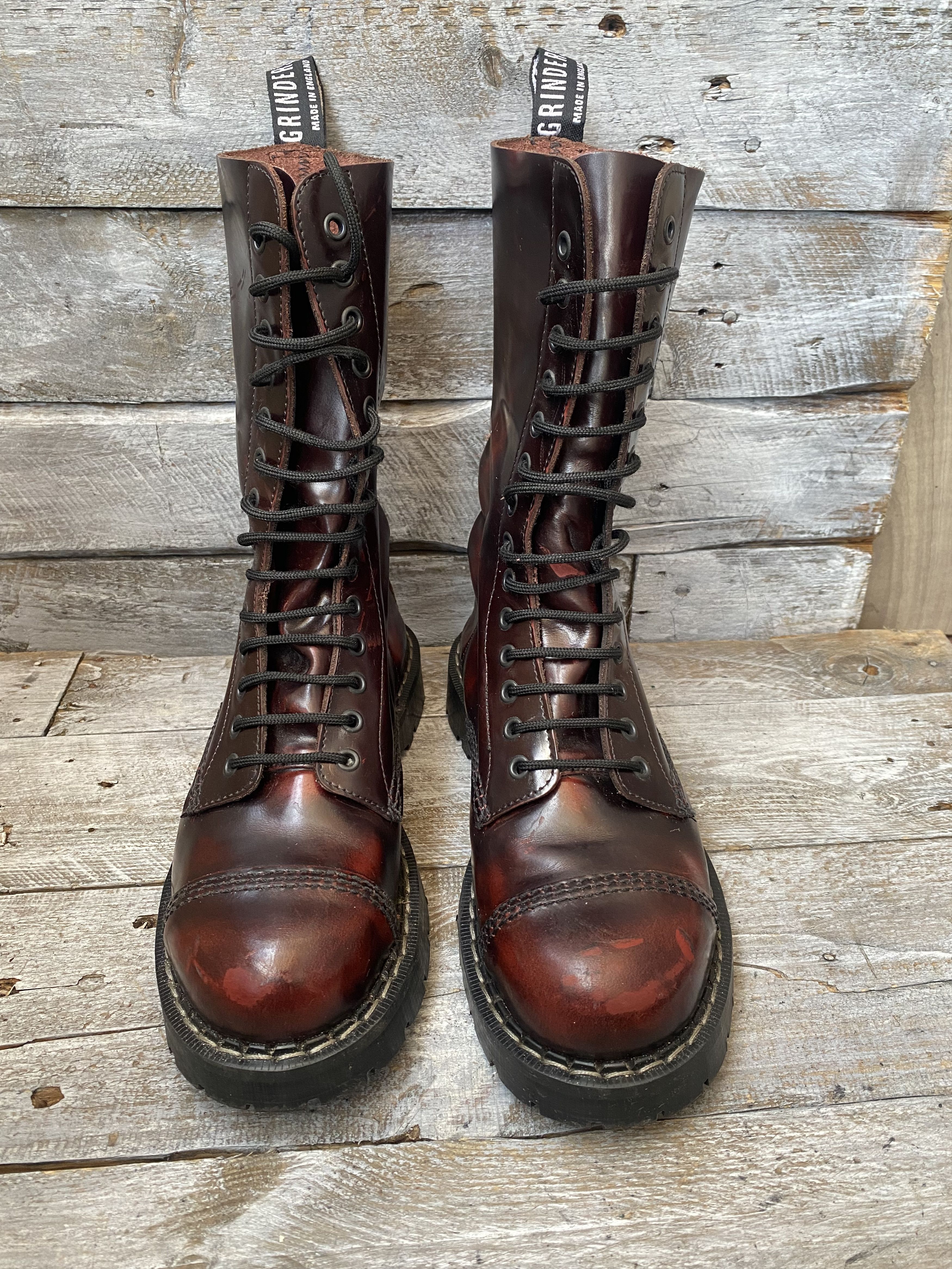 Vintage Grinder x Dr martens burgundy combat boots steel toe uk7 Size US 8 / EU 41 - 2 Thumbnail