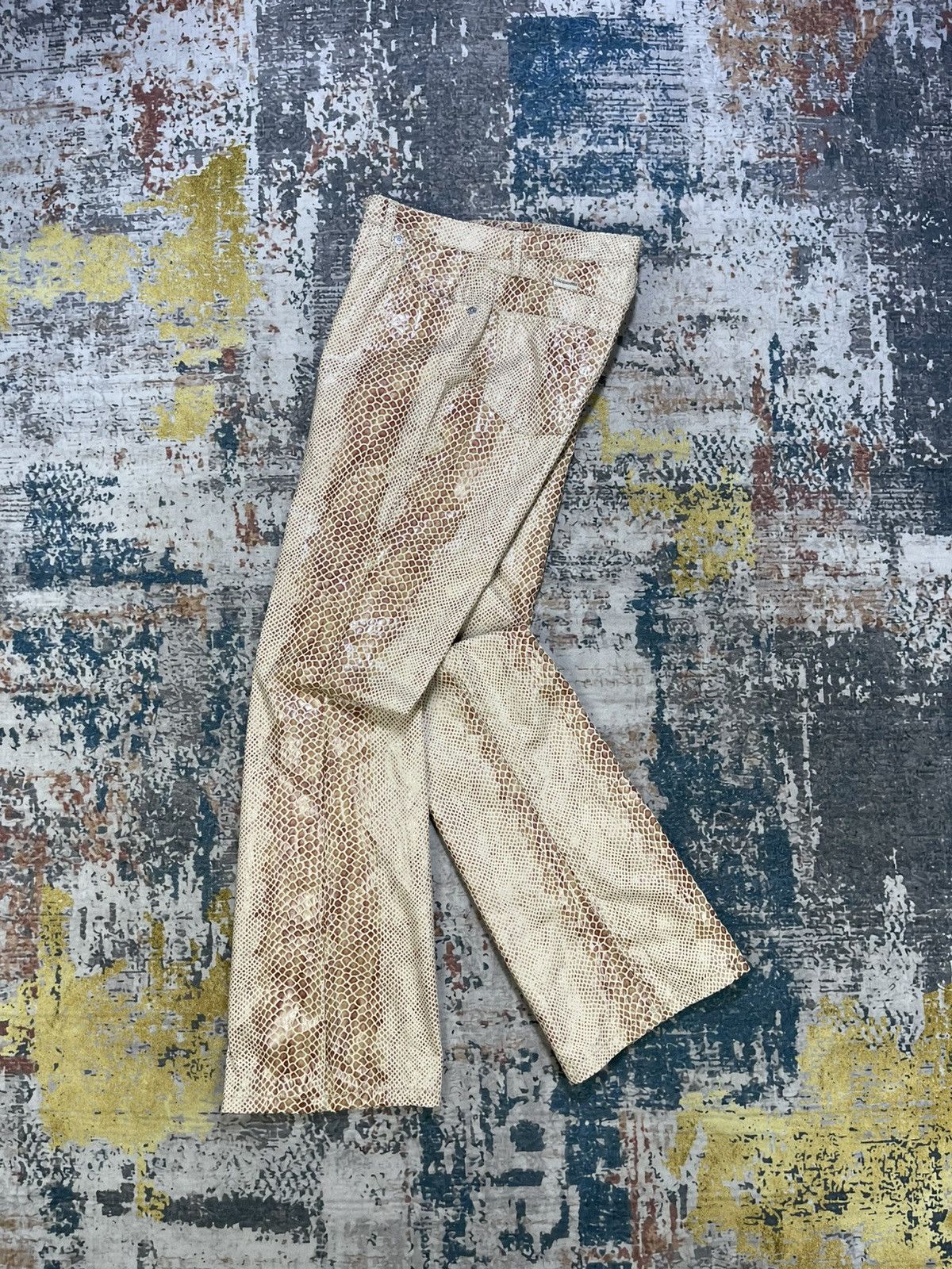 If Six Was Nine Acquaverde Snakeskin Flare Pants Size 28" / US 6 / IT 42 - 1 Thumbnail
