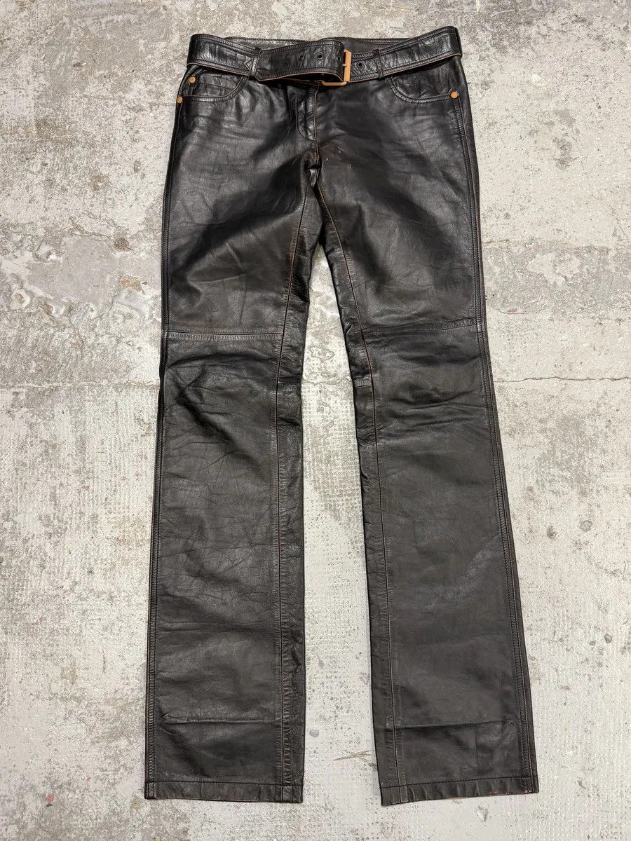 Jean Paul Gaultier 1990s Jean Paul Gaultier Black Belted Biker Leather Pants Size US 30 / EU 46 - 2 Thumbnail