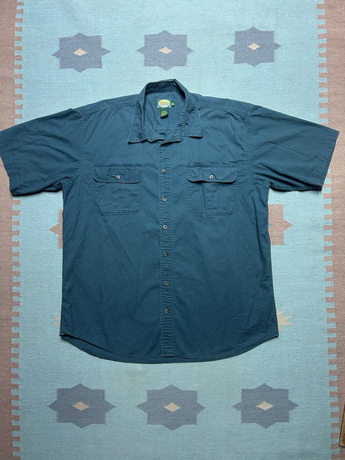 Vintage Vintage cabelas button shirt lightweight cotton teal XL tall Size US XL / EU 56 / 4 - 1 Thumbnail