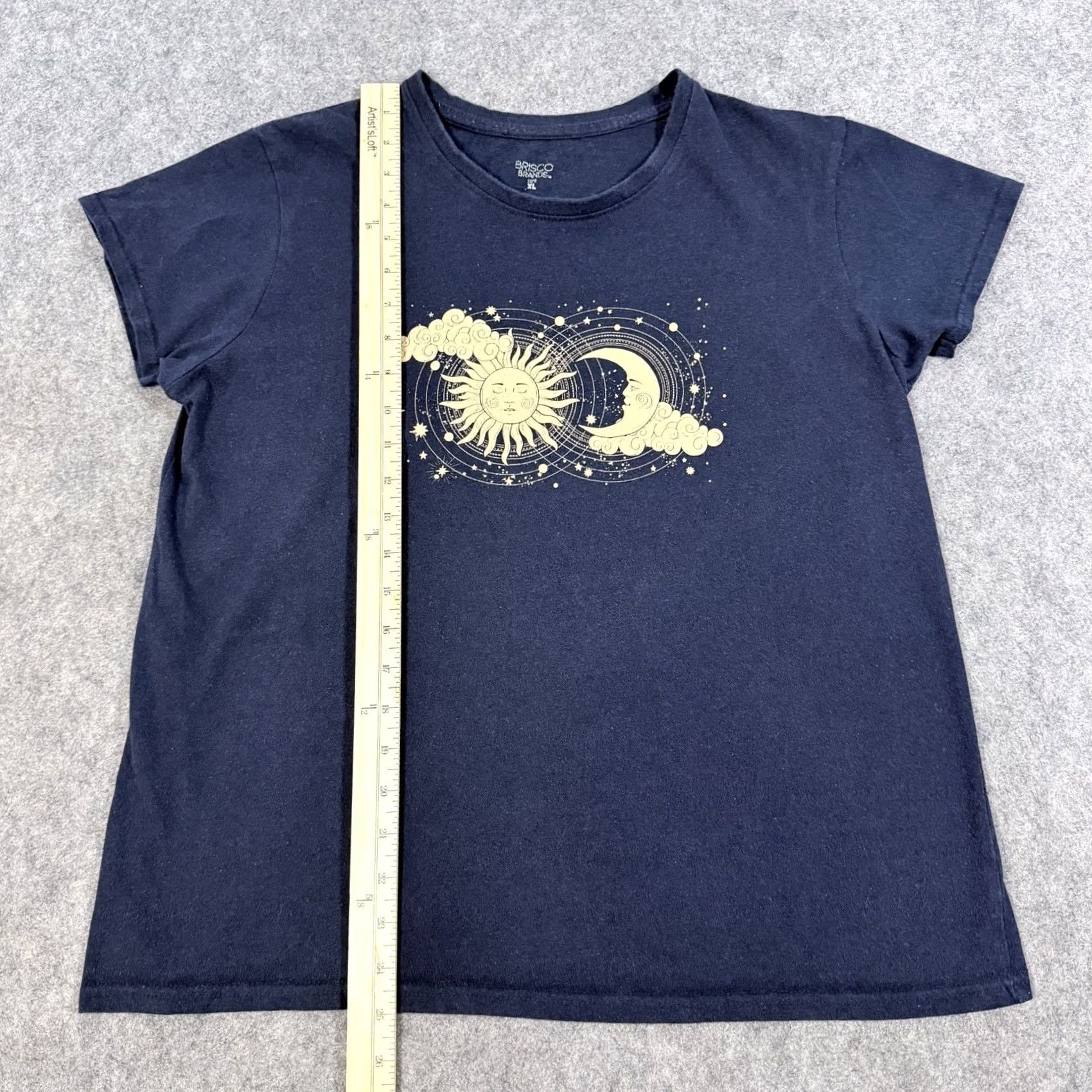 Vintage Brisco Brands Sun And Moon Graphic Print T-Shirt Womens XL Navy Blue Casual Shirt Size XL / US 12-14 / IT 48-50 - 4 Thumbnail