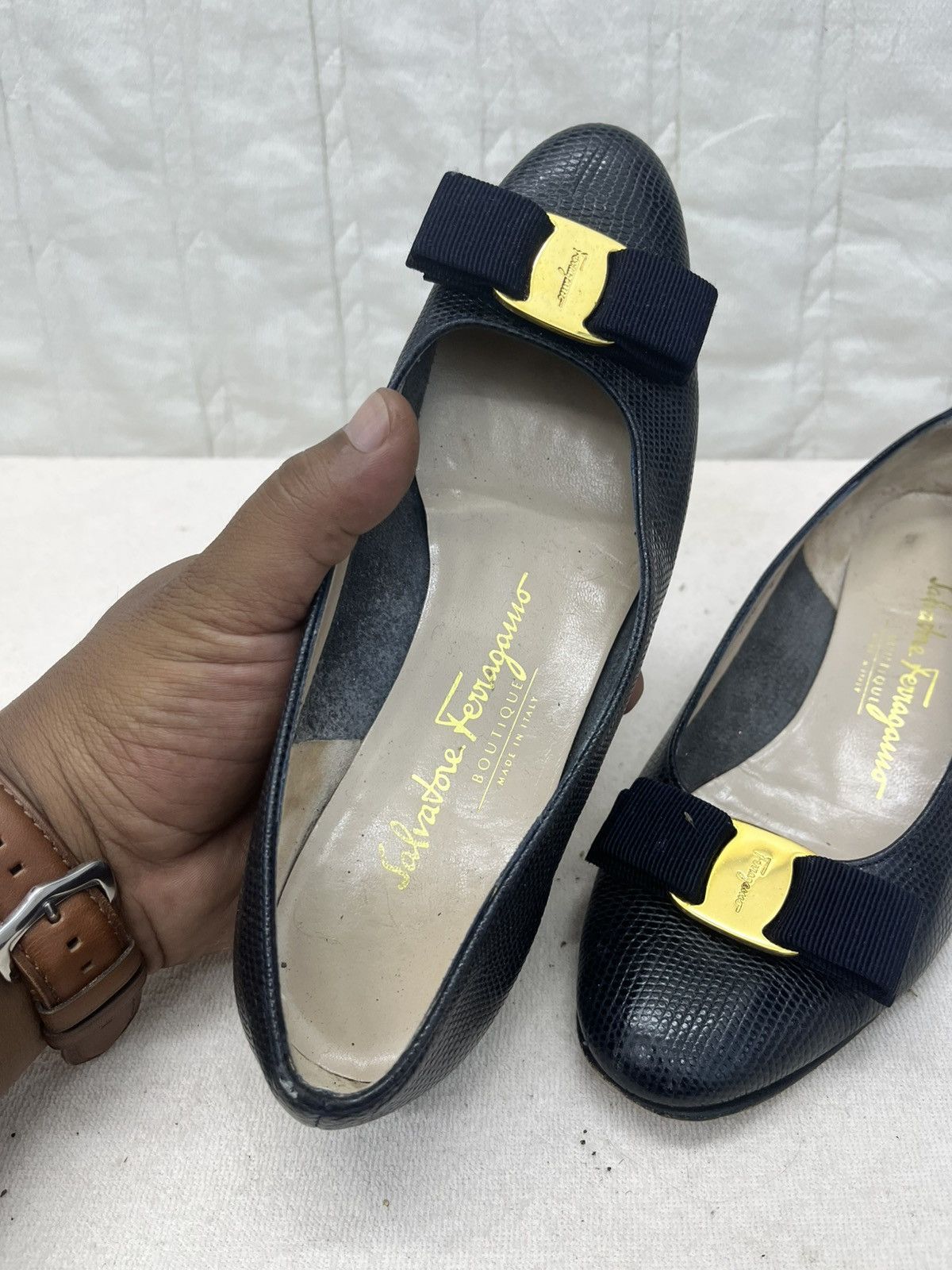 Salvatore Ferragamo SALVATORE FERRAGAMO PUMPS BLUE LEATHER SHOE Size US 5 / IT 35 - 4 Thumbnail
