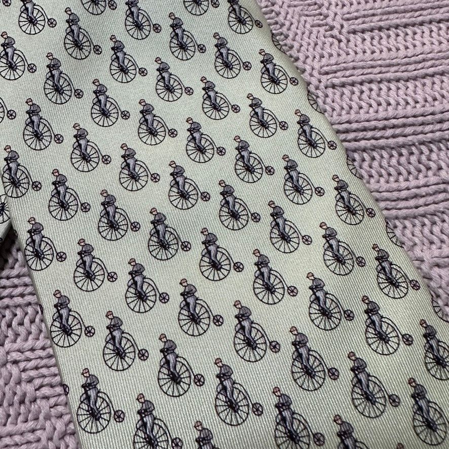 Other London tie green bicycle print novelty silk tie Size ONE SIZE - 2 Thumbnail