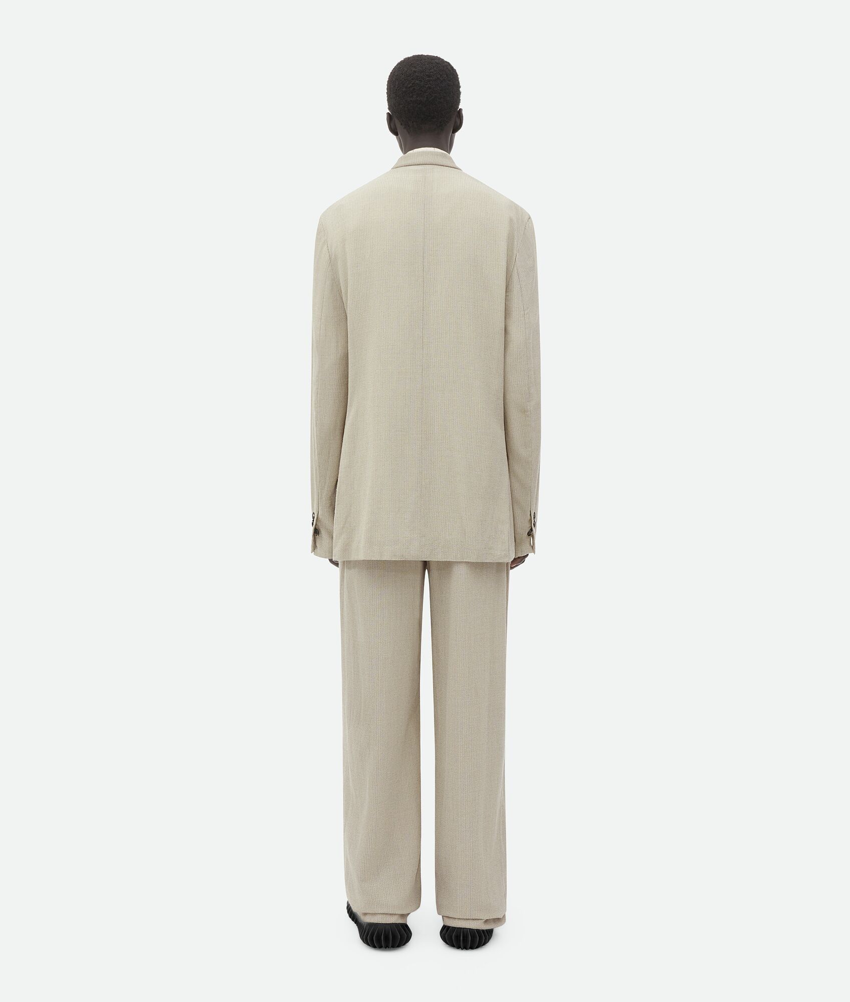 Bottega Veneta o1loc1c0825 768706 Mouline Wool Silk Jacket in Cream Size US L / EU 52-54 / 3 - 3 Thumbnail