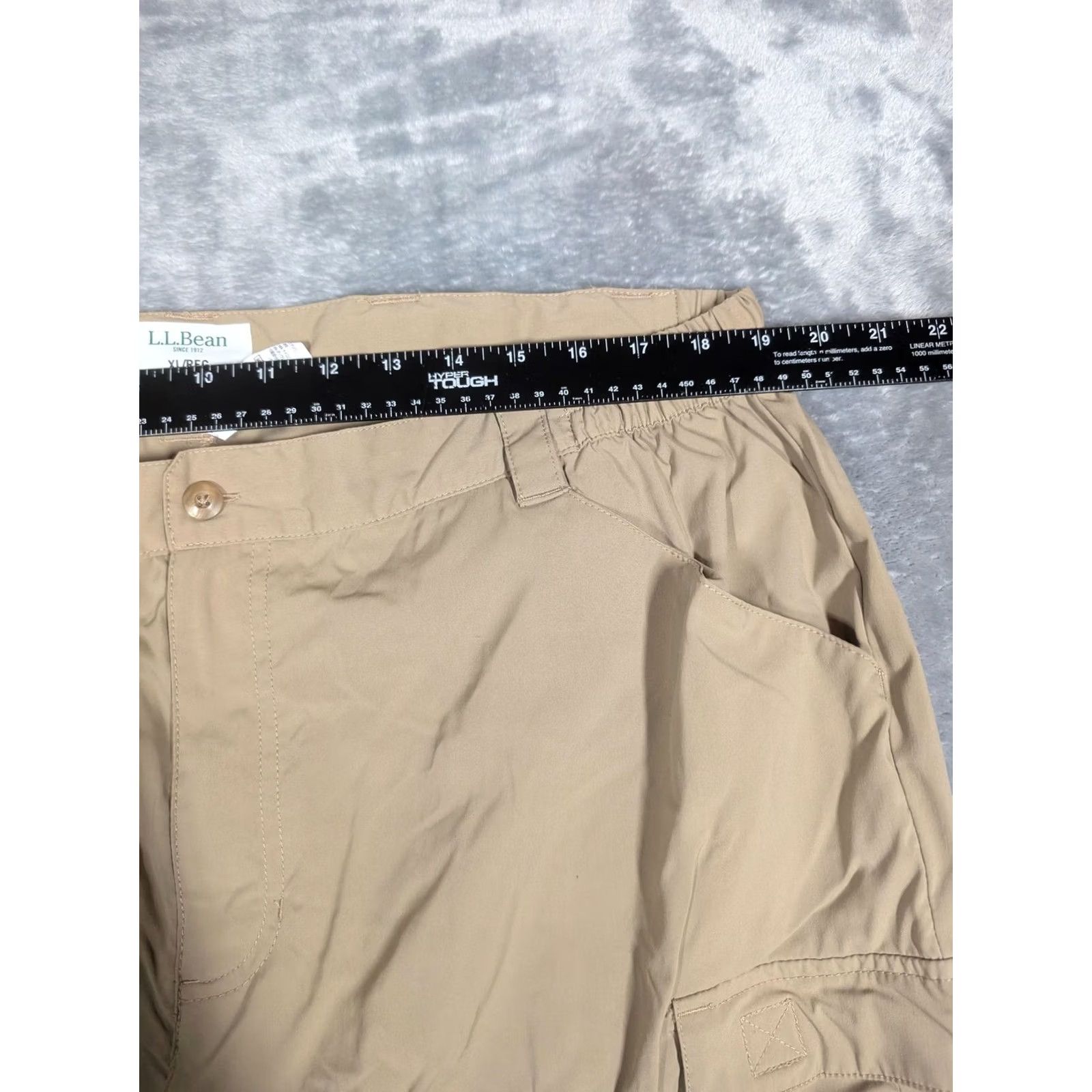 Vintage LL Bean Pants Mens XL Beige Convertible Cargo Hiking Nylon Stretch Zip Pocket Mens Relaxed Straight Leg KHaki Pant Size US 36 / EU 52 - 2 Thumbnail