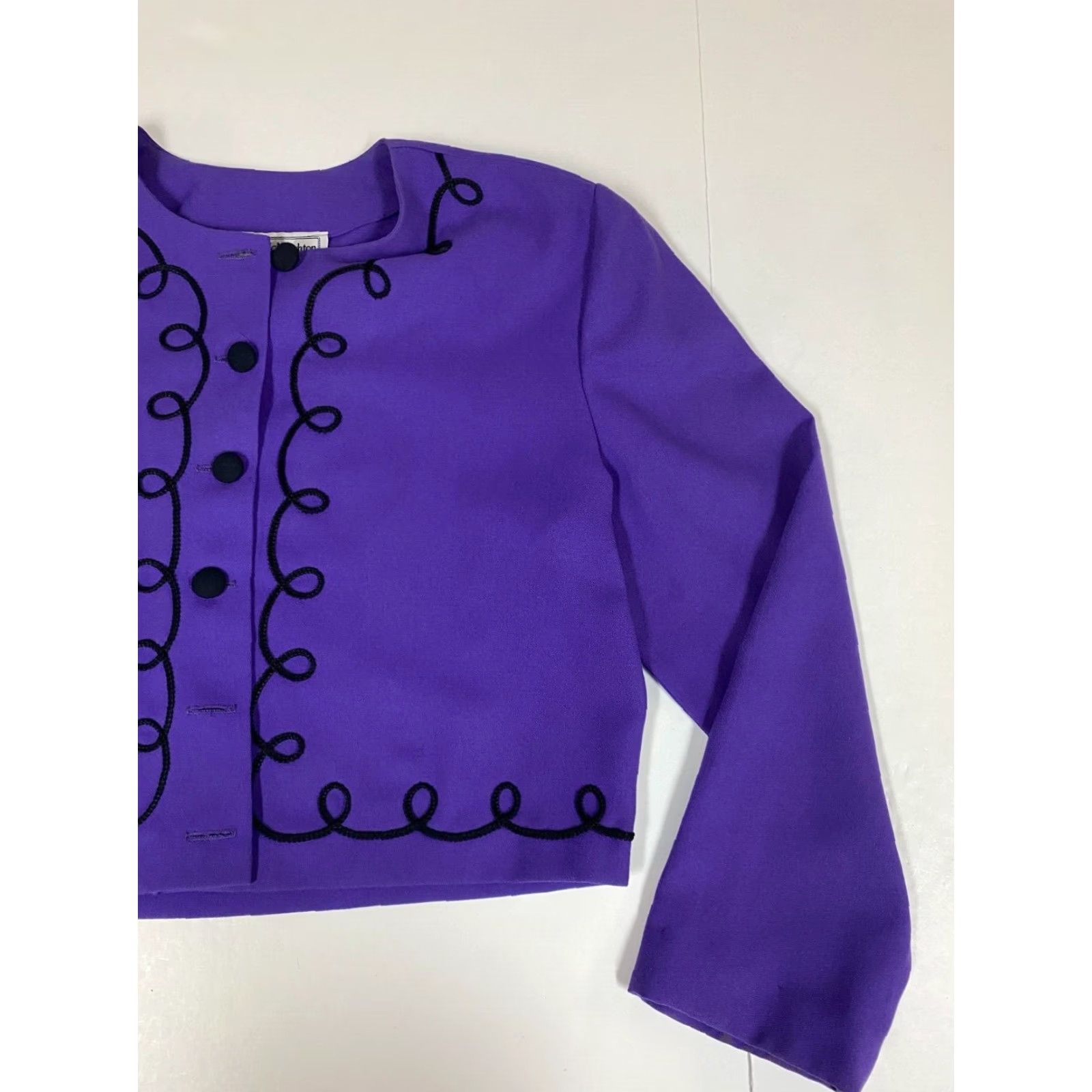 Vintage Norton McNaughton Womens Blazer 14 Purple Tuxedo Notch Lapel Single-Breasted Lightweight Mid-Length Modern Dress Jacket Size XL / US 12-14 / IT 48-50 - 2 Thumbnail