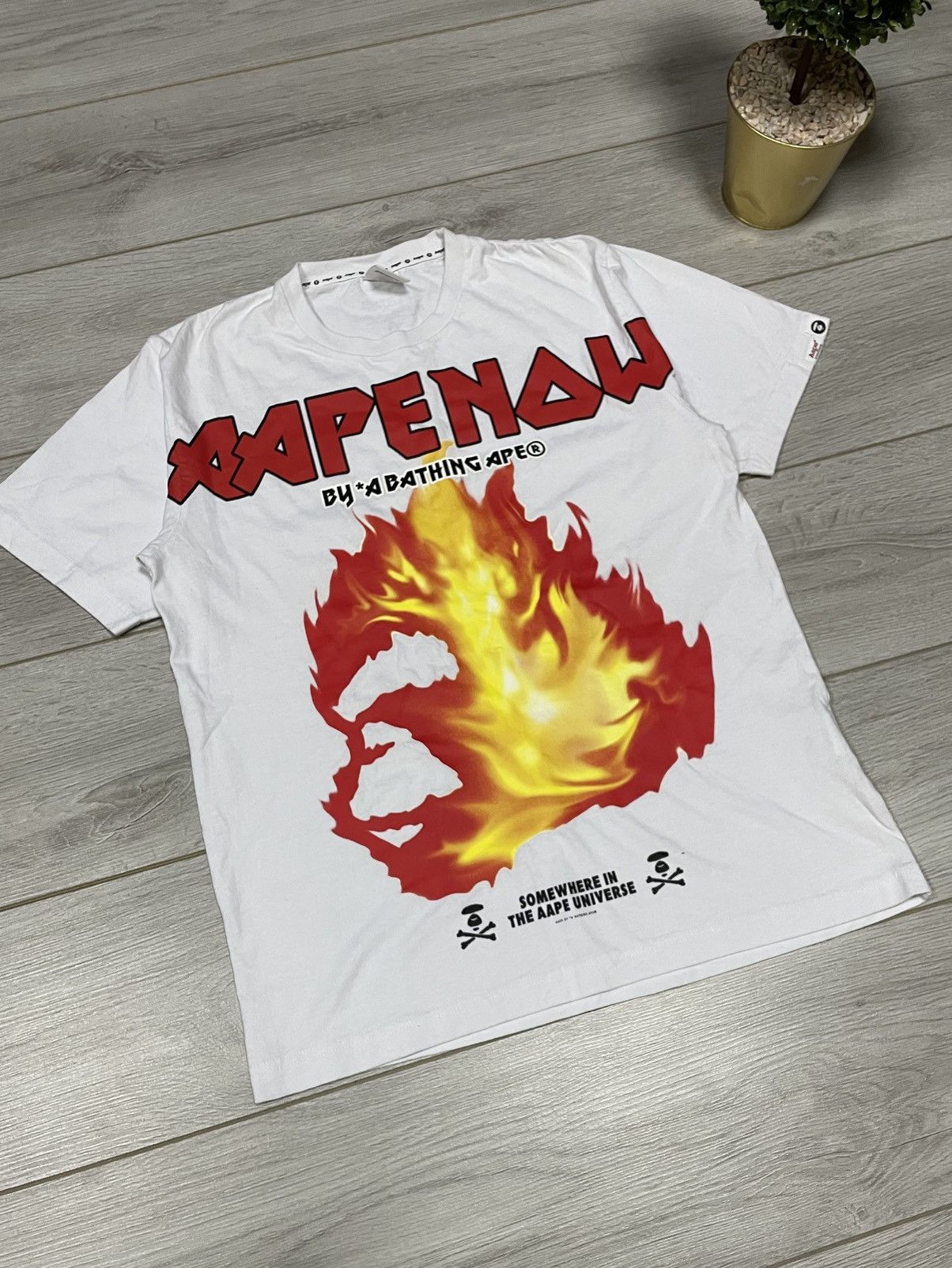 Aape Aape now BAPE flame fire Iron Maiden style Tee big print Size US L / EU 52-54 / 3 - 5 Thumbnail