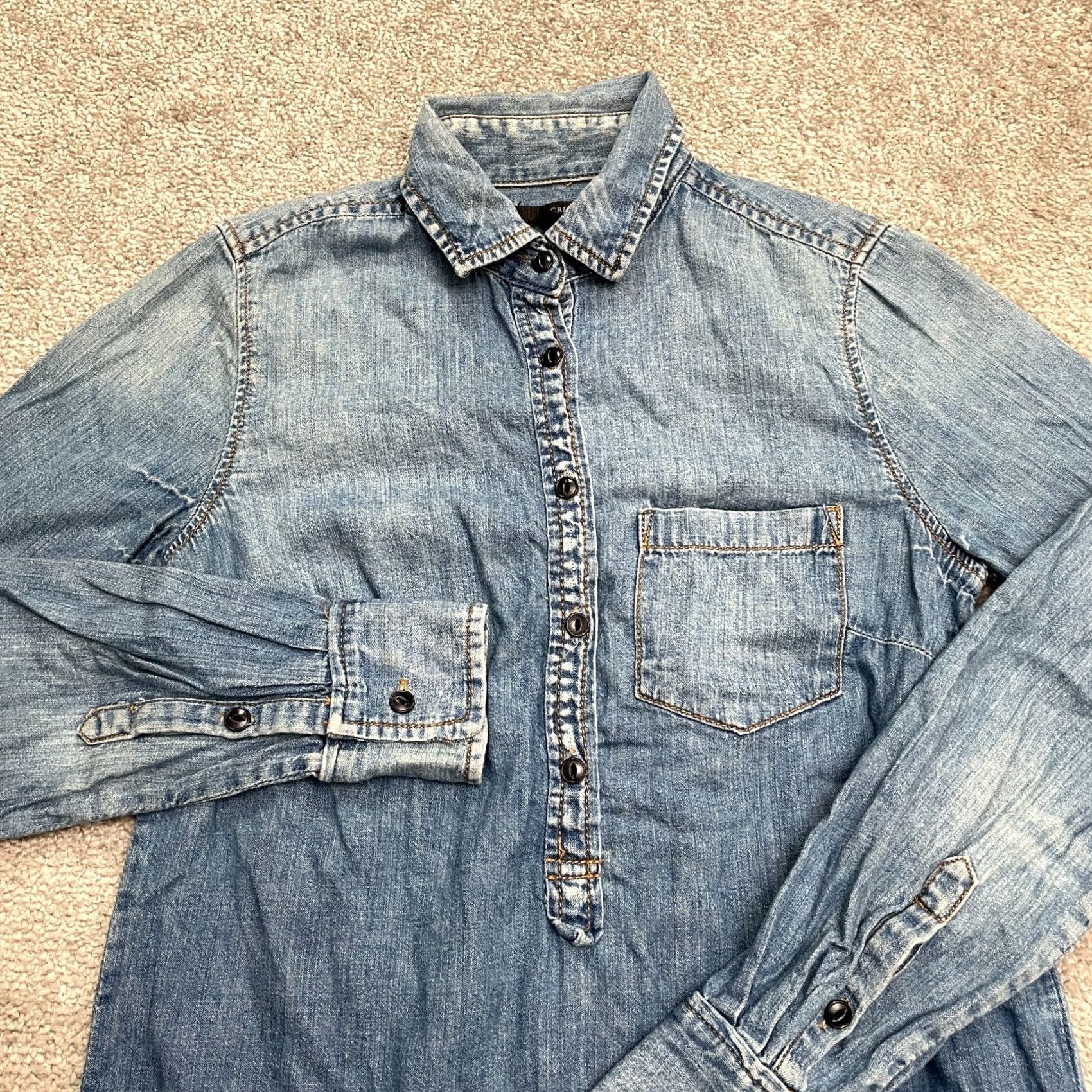 J.Crew J.Crew Button-Up Shirt Women 00 Blue Chambray Cotton Classic Popover Casual Shirt Women Size XXS / US 00 / IT 34 - 3 Thumbnail