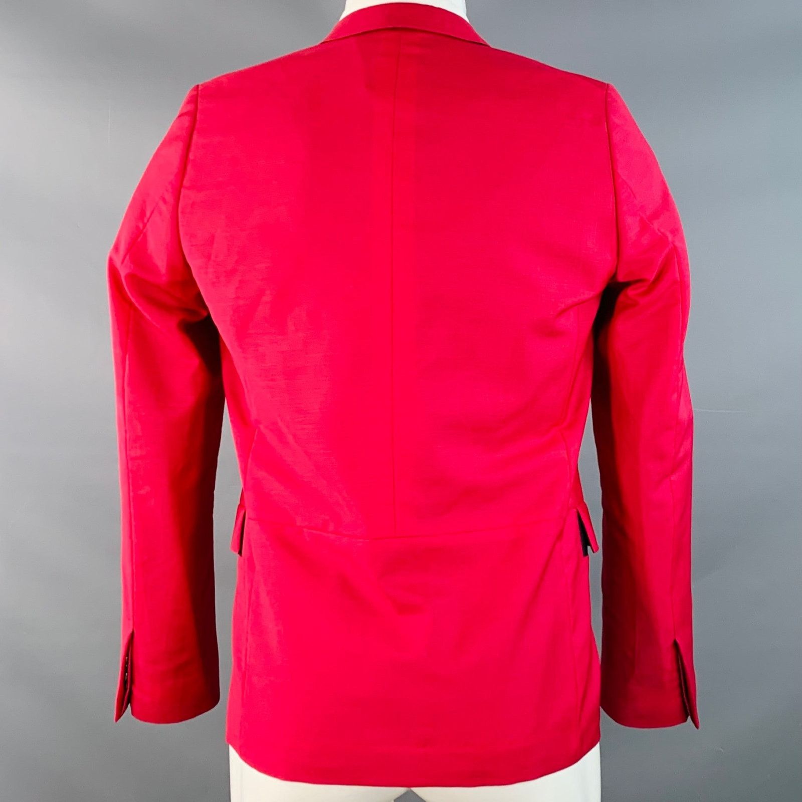 Paul Smith Size 38 Red Black Wool Mohair Peak Lapel Sport Coat Size 38R - 4 Thumbnail