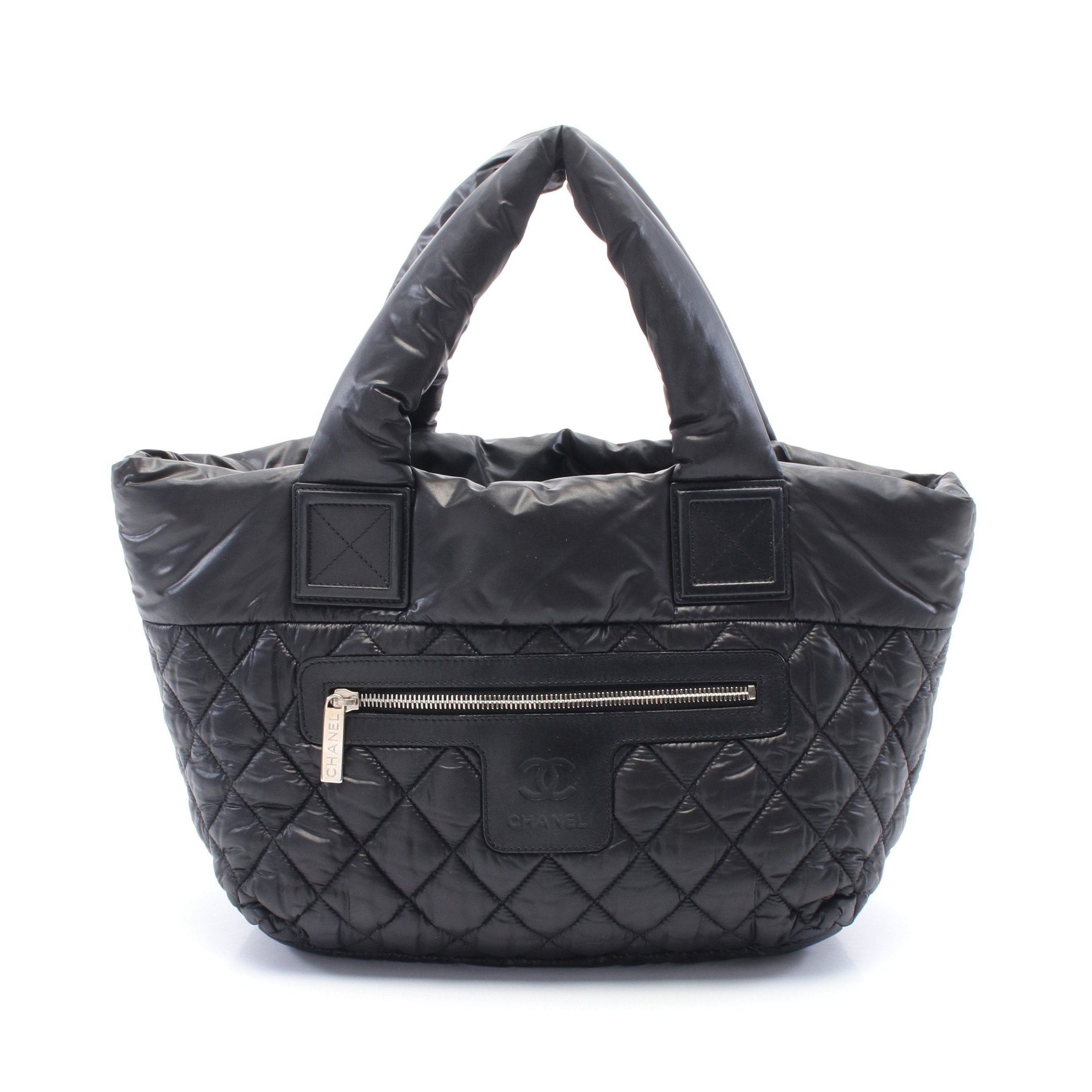 Chanel Coco Coon Small Handbag Tote Bag Nylon Leather Black Bordeaux Silver Hardware Reversible, Women's