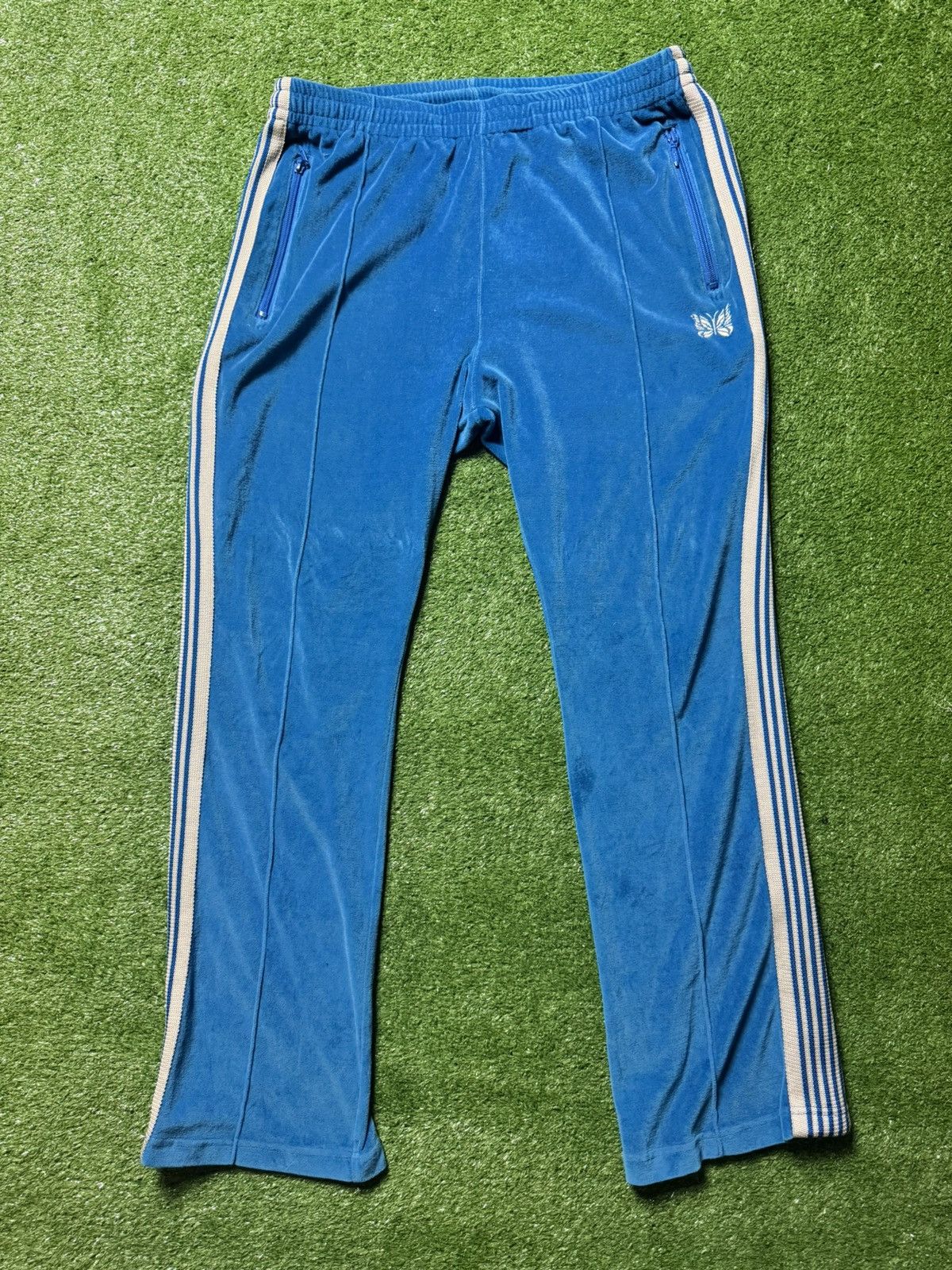 Pre-owned Needles Velour Narrow Track Pants Size Large In Blue