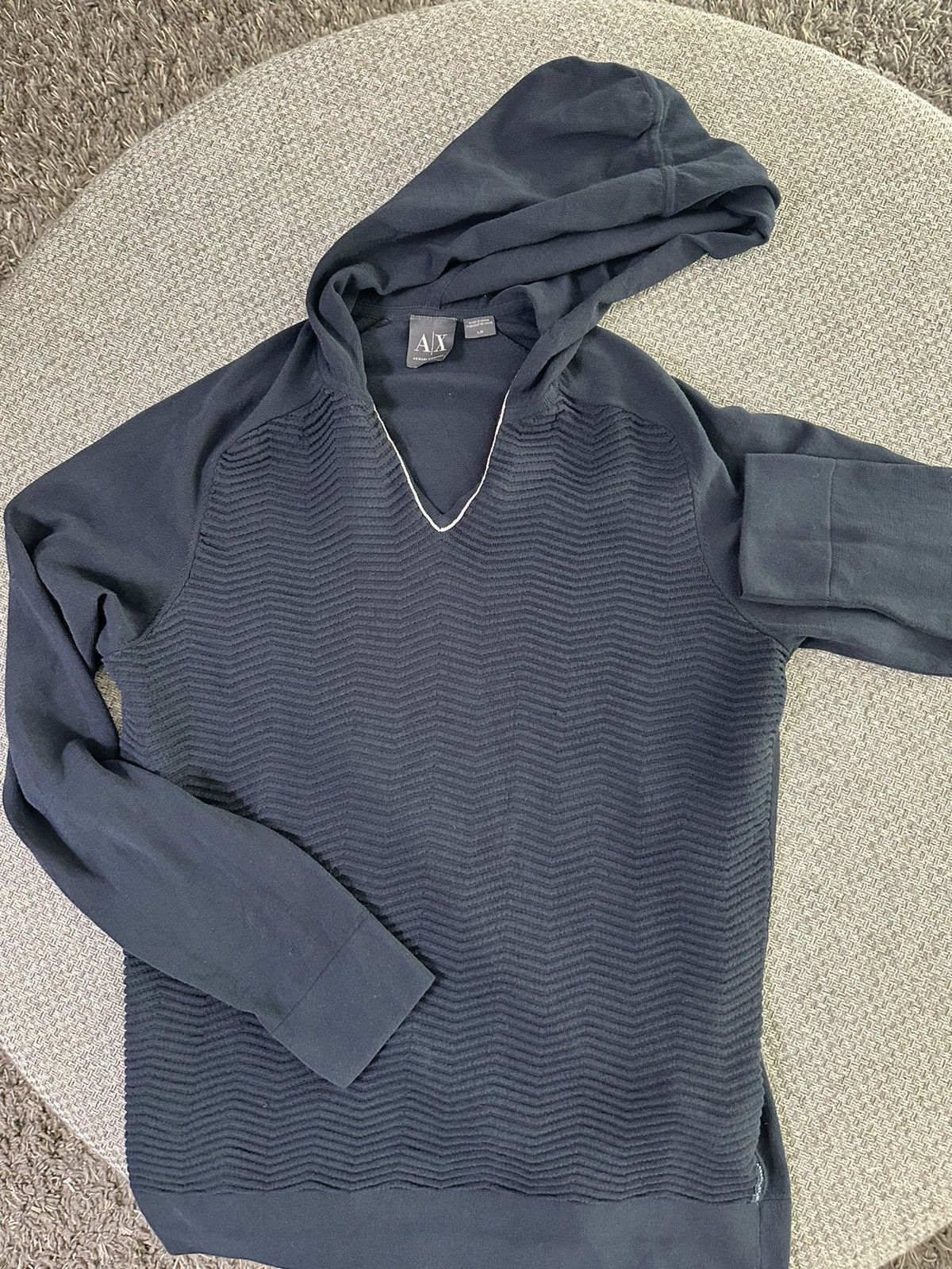 Armani Exchange Armani Exchange Chevron Knit Hoodie-Textured Front Size US L / EU 52-54 / 3 - 1 Preview