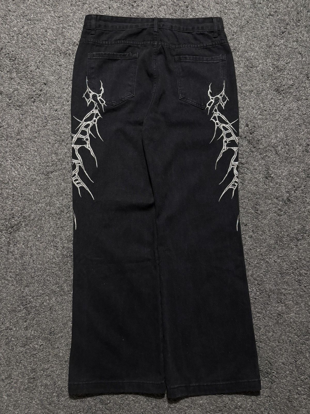 Jean × Vintage Vintage streetwear very rare spike silver flared black jeans Size US 34 / EU 50 - 10 Thumbnail