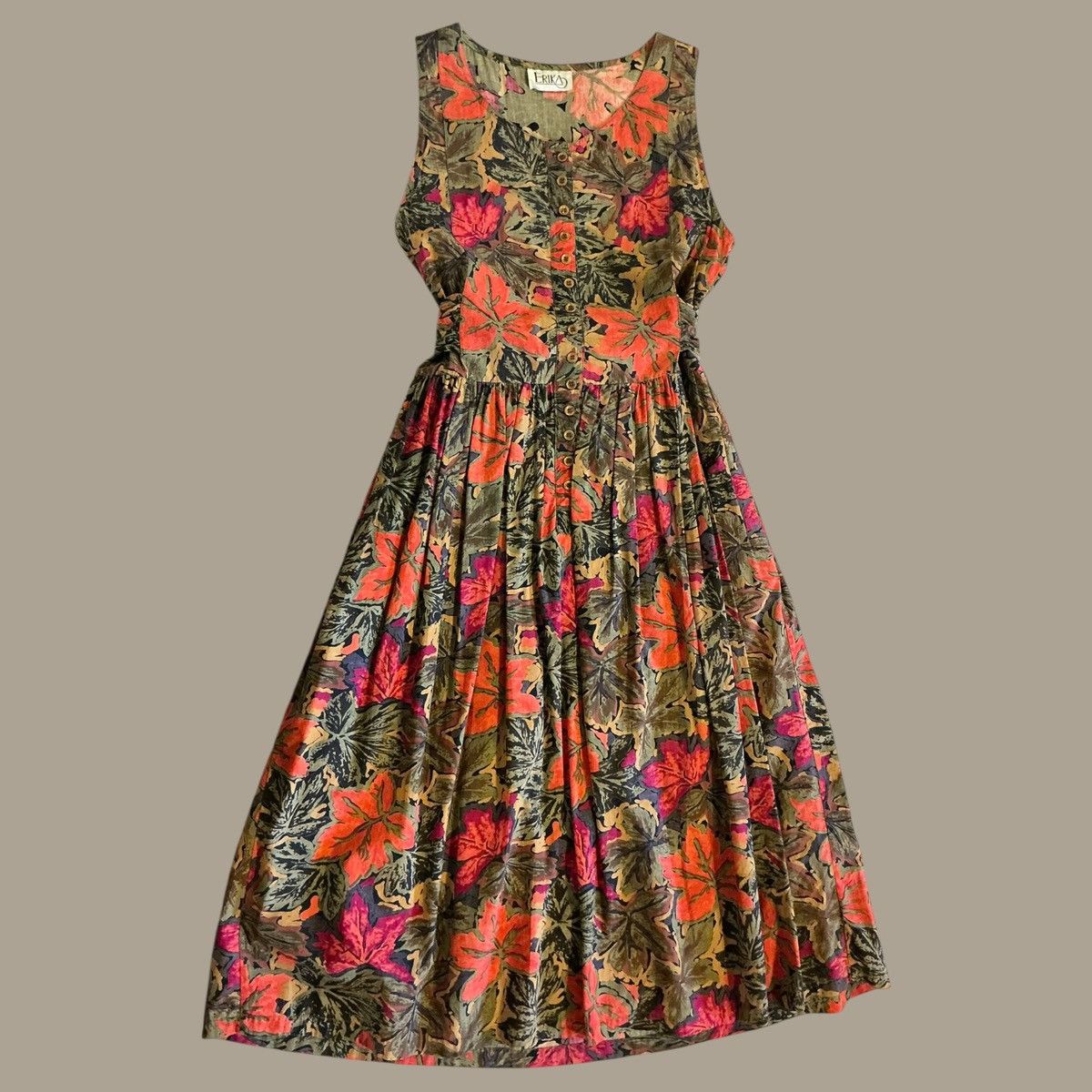Other Vintage ’90s Erika & Co. Leaves Midi Dress Size S / US 4 / IT 40 - 2 Thumbnail