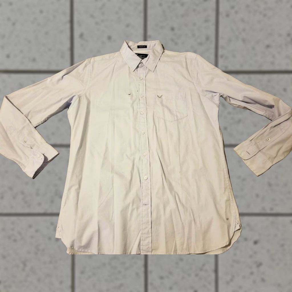 American Eagle Outfitters VINTAGE? (No) - American Eagle Outfitters Shirt - Mens - Dress Shirt - LT Gray - Button-Up - Long Sleeve - Cotton - Big & Tall Size 42R - 1 Thumbnail