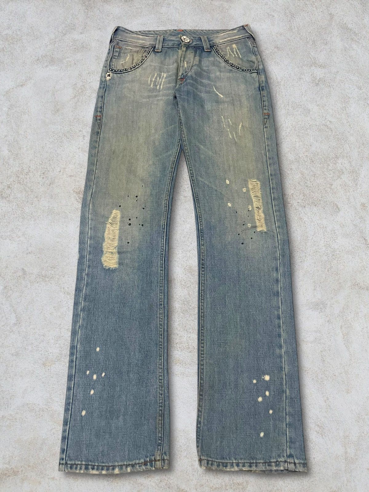 Japanese Brand Vintage Italian CJ Distressed Splatter Piercing Beads Jeans Size US 30 / EU 46 - 7 Thumbnail