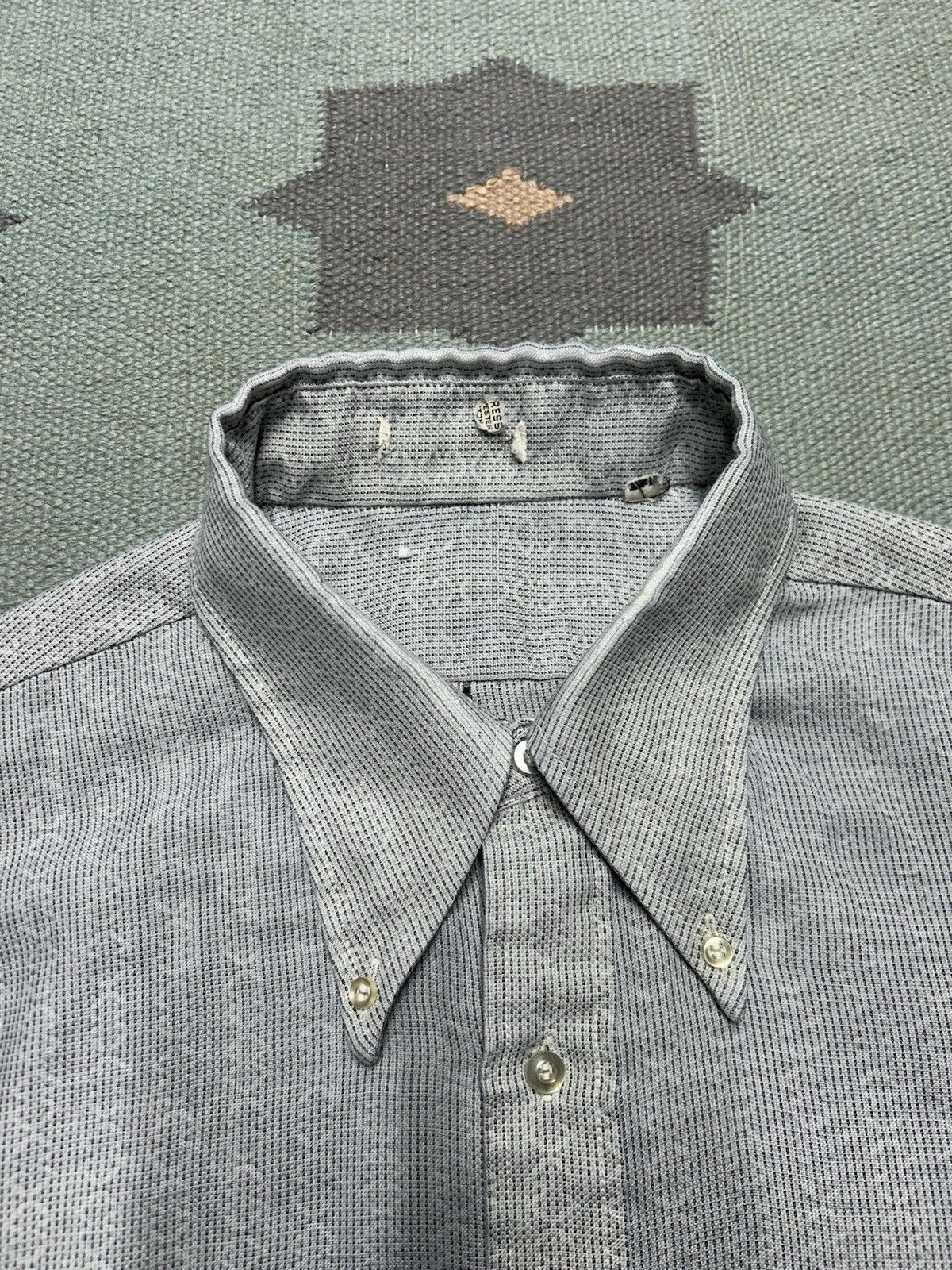 Vintage VTG 70s button shirt striped abstract dagger collar XL tall Size US XL / EU 56 / 4 - 7 Thumbnail
