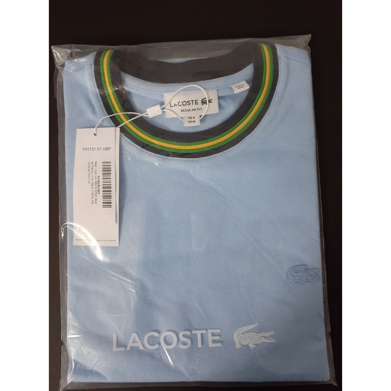 Lacoste Lacoste Mens Short Sleeve Fancy Crew Neck T-Shirt Panorama M Size US M / EU 48-50 / 2 - 2 Thumbnail