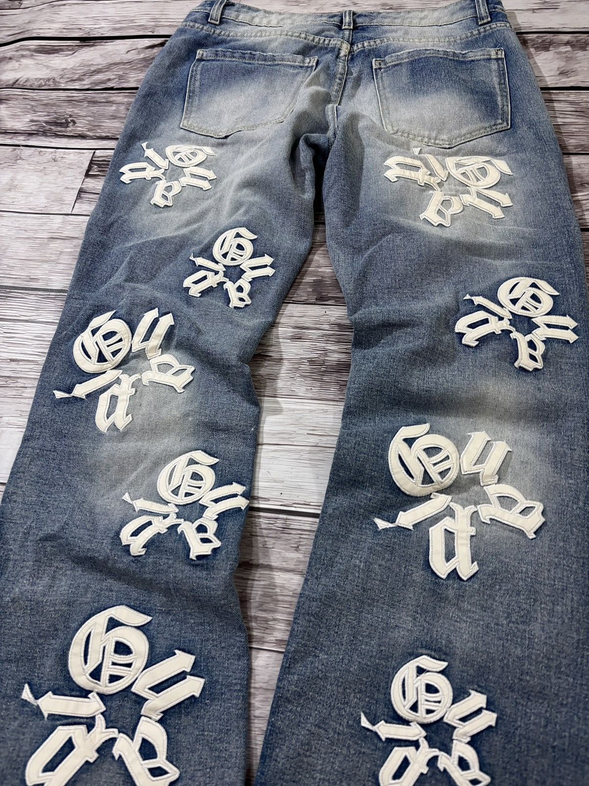 Vintage Crazy Washed Balenciaga Chrome Hearts Style Distressed Jeans Size US 30 / EU 46 - 4 Thumbnail