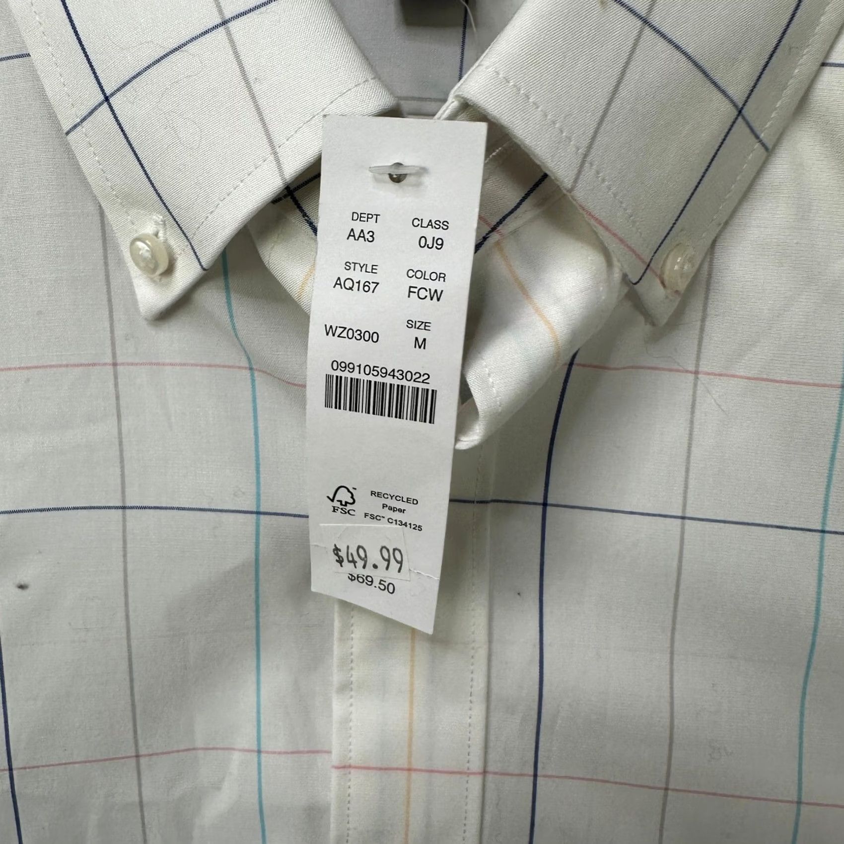 J.Crew J.CREW Slim Fit Button-Down Shirt Mens Medium White Plaid with Pocket Size US M / EU 48-50 / 2 - 3 Thumbnail