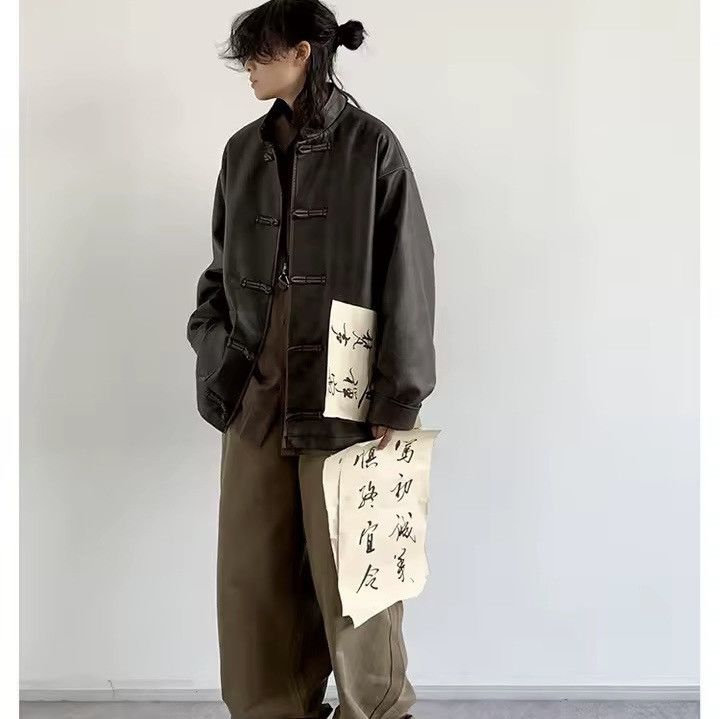 Other Washed Distressed PU Leather Y2k Japanese Jacket Size US L / EU 52-54 / 3 - 4 Thumbnail