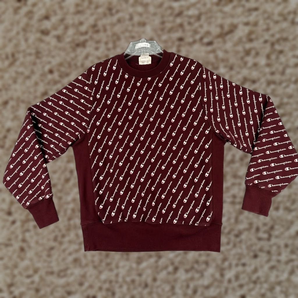 Champion Champion Sweater Bergundy Adult Medium Reverse Weave All Over Print Crew Neck Size US M / EU 48-50 / 2 - 1 Thumbnail