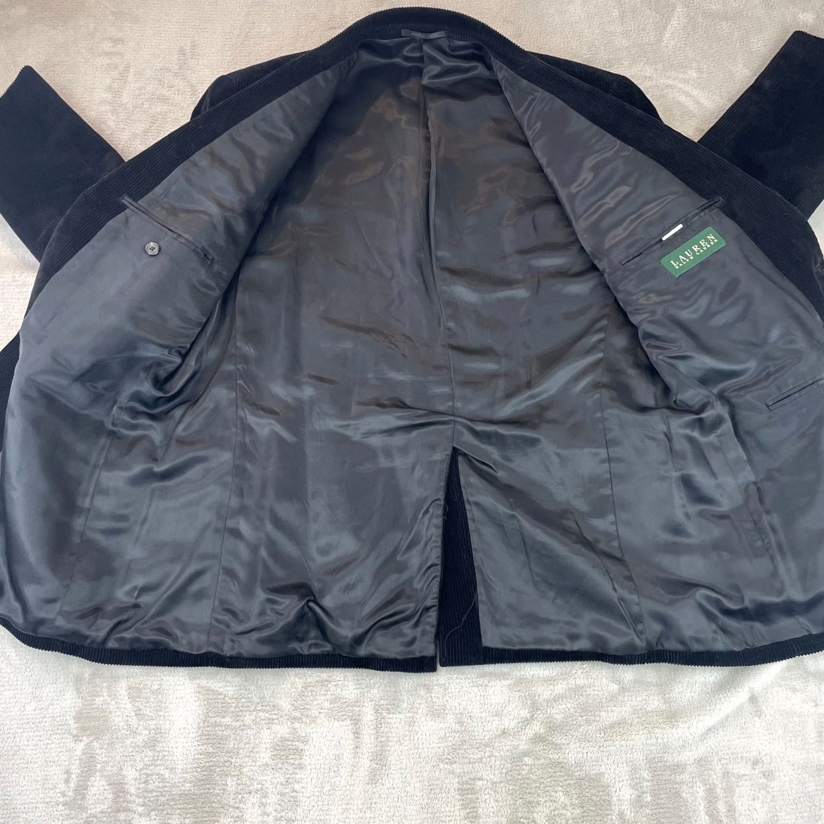 Ralph Lauren VINTAGE Lauren Ralph Lauren Blazer Sports Coat 44R Black Corduroy 2 Button Single Breast Blazer Mens Size 44R - 6 Thumbnail