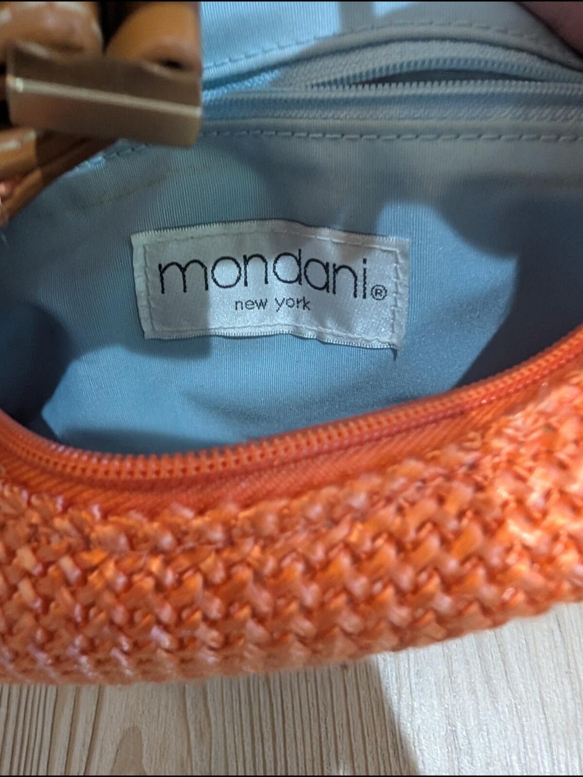 Other Mondani Orange Woven Shoulder Bag with Tan Leather Trim Size ONE SIZE - 5 Thumbnail