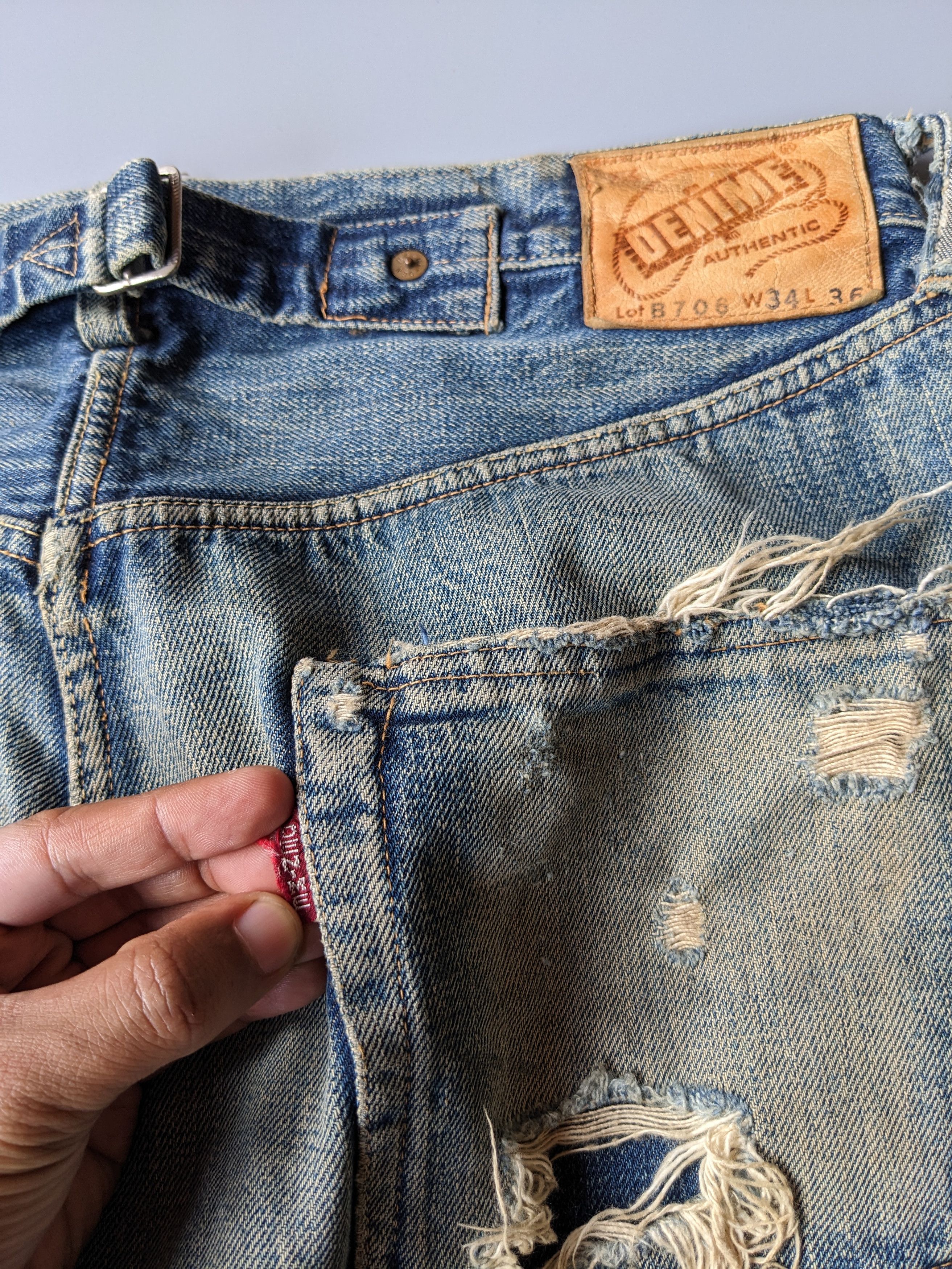 Denime Vintage DENIME distressed ripped selvedge jeans Size US 32 / EU 48 - 9 Thumbnail
