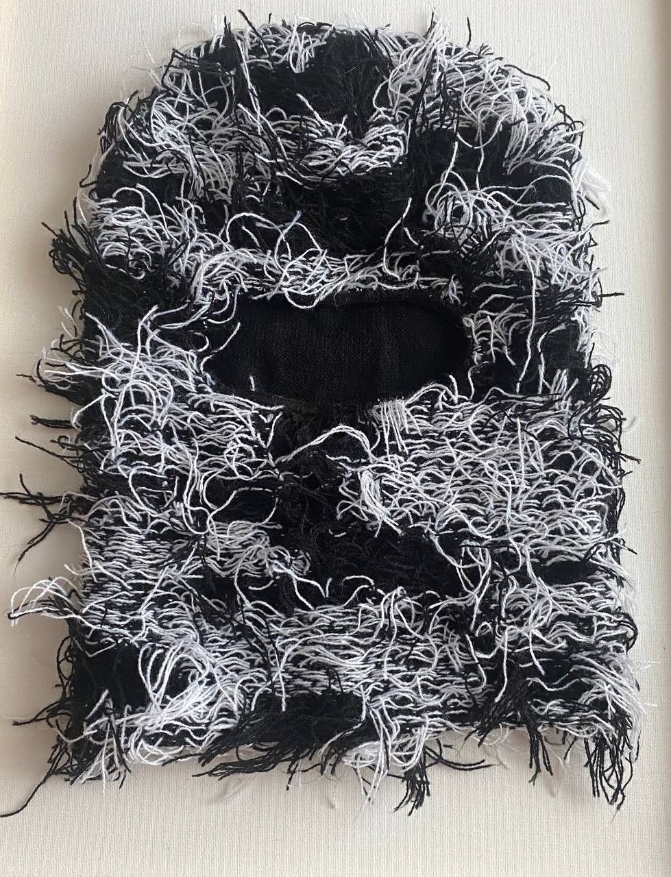 Japanese Brand DISTRESSED Black /White Y2k Opium BALACLAVA Hat Size ONE SIZE - 3 Thumbnail