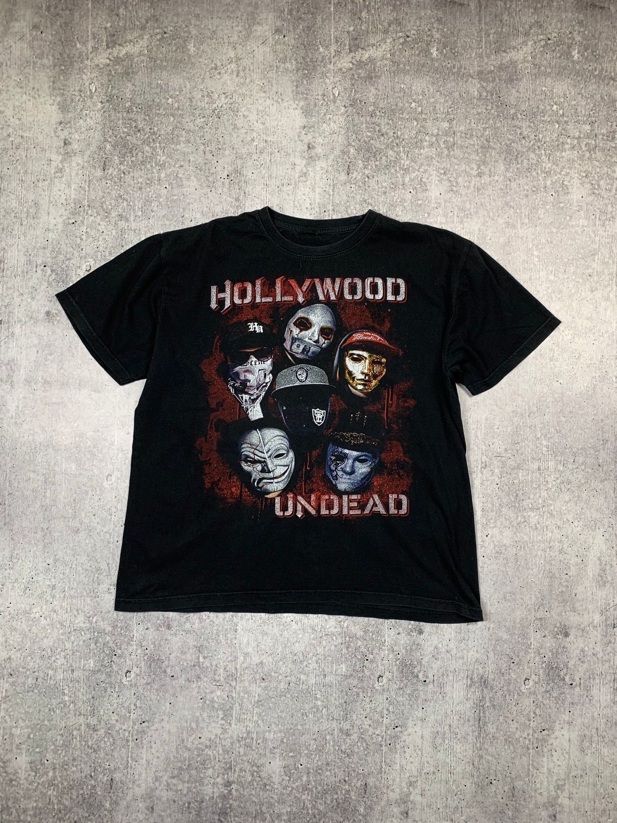 Pre-owned Vintage Viintage Y2k Hollywood Undead Mask T Shirt Tee In Black