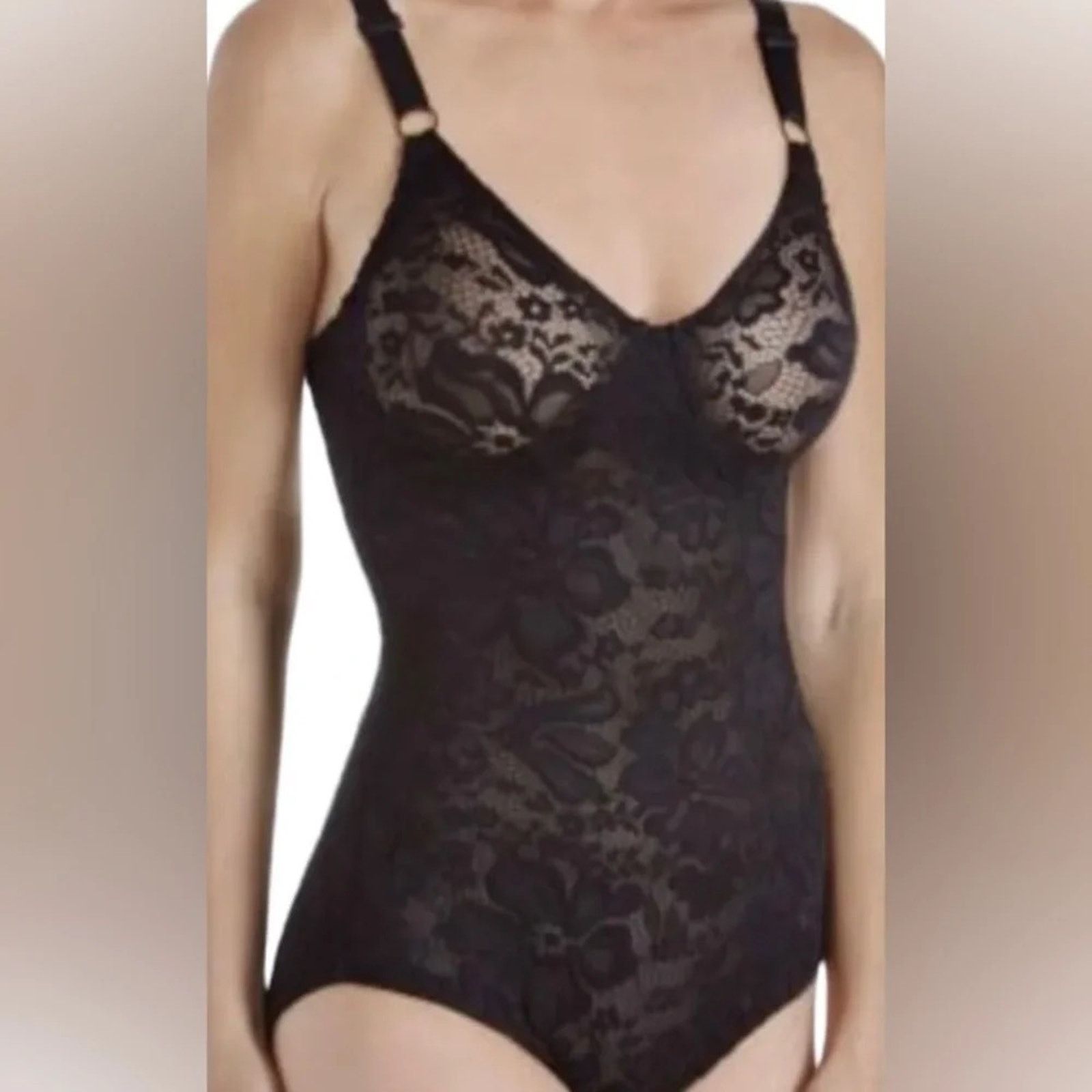 Vass Joan Vass black lace shape wear underwire bodysuit, size 2X Size ONE SIZE - 1 Thumbnail
