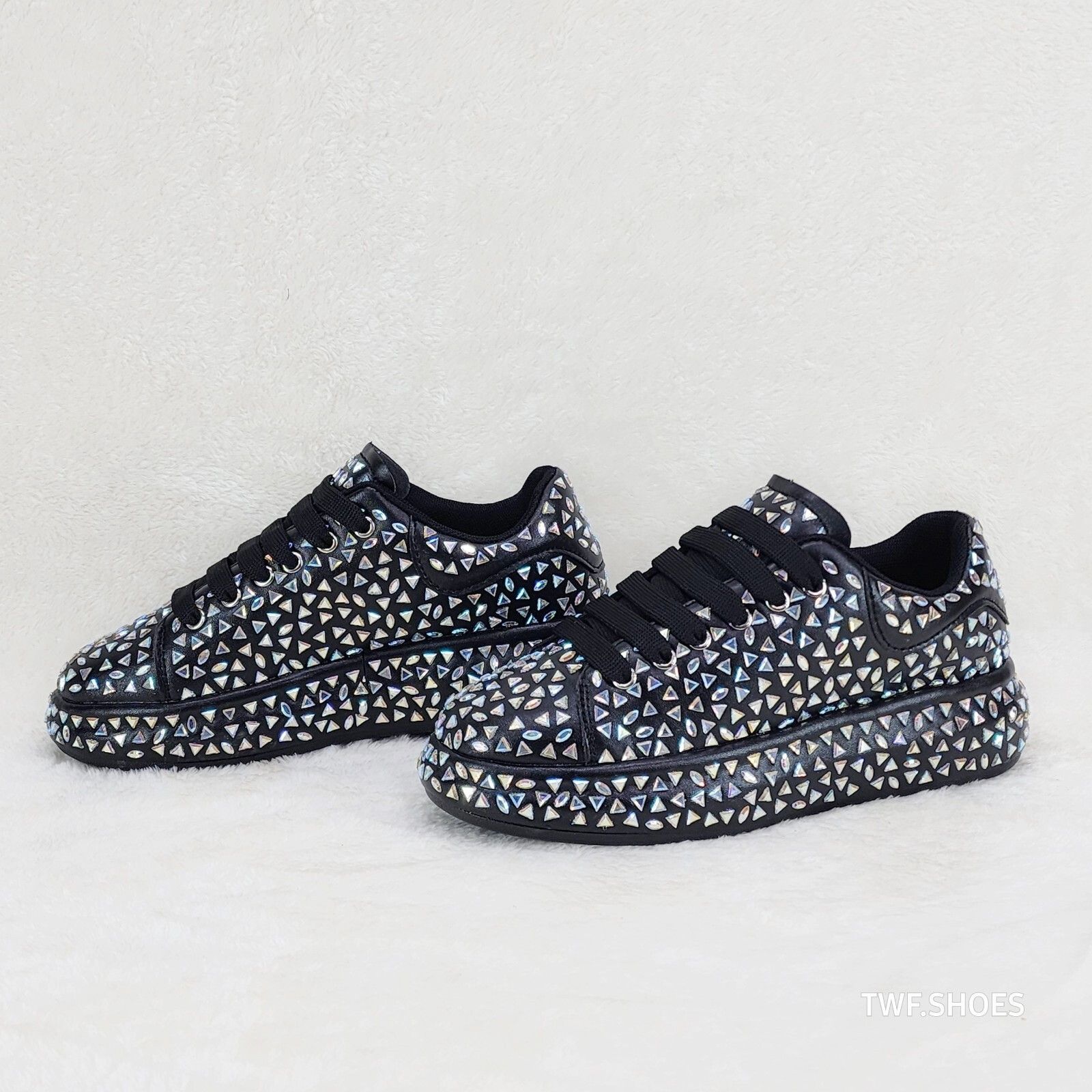 Other Geo Dazzle Cush Iridescent Stone Black Platform Sneakers Ten Size US 6 / IT 36 - 1 Thumbnail