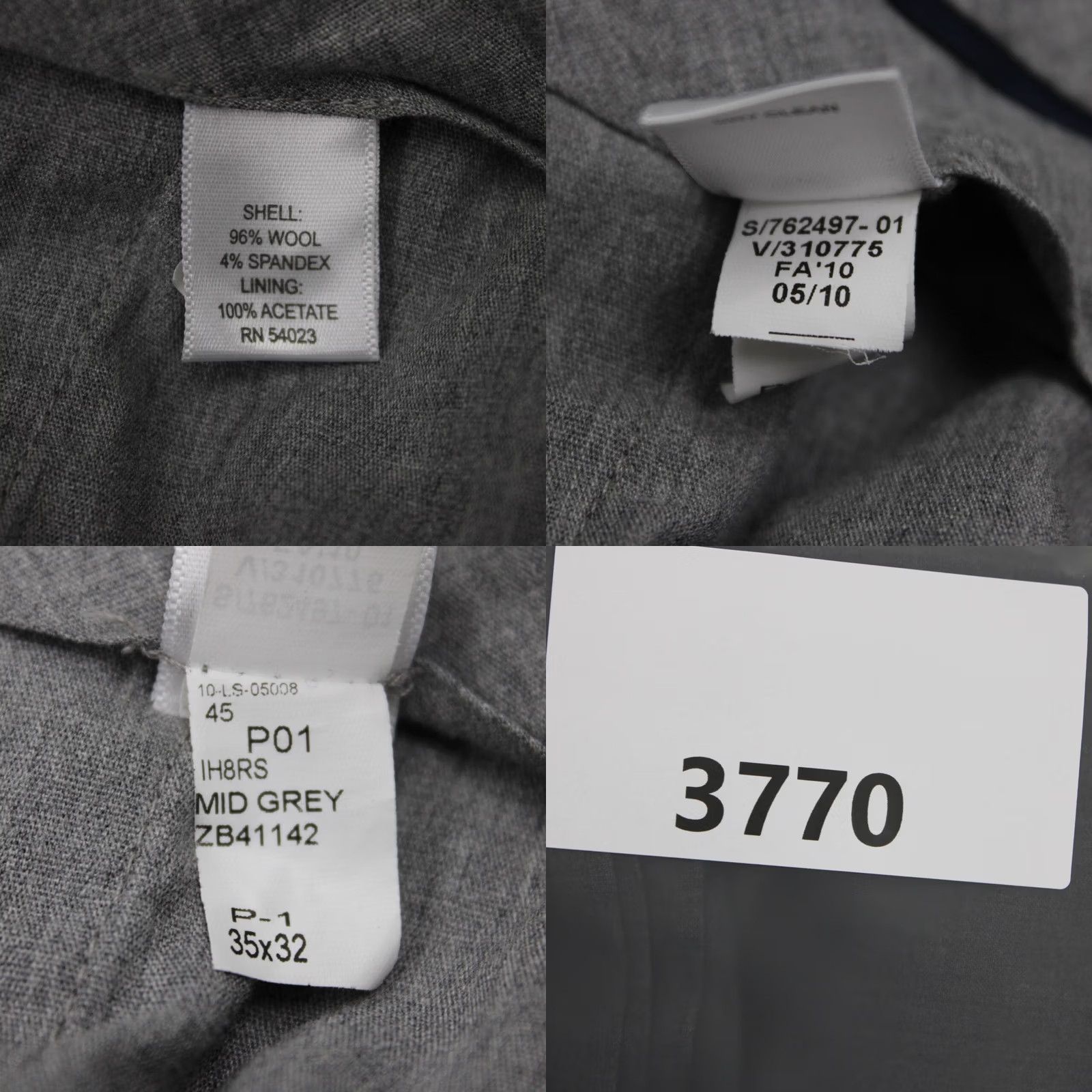 Banana Republic Banana Republic Pants Mens 35x32 Gray Wool Stretch Flat Front Dress Pants Regular Rise Front Front Flat Front Pockets City Preppy Mens Size US 35 - 9 Thumbnail