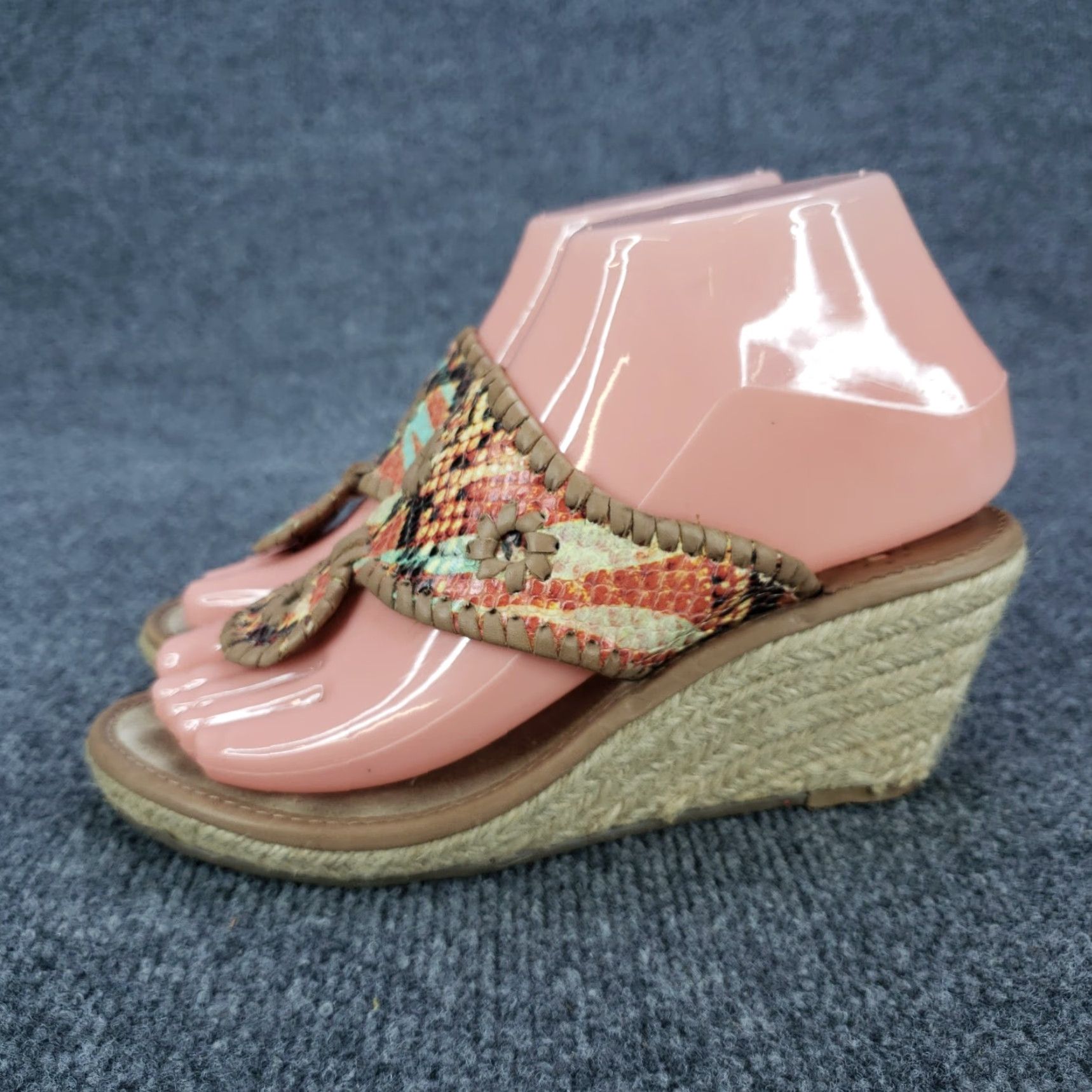 Jack Rogers Jack Rogers Marbella Sandals Women 6M Tan Leather Platform Wedge Thong Size US 6 / IT 36 - 4 Thumbnail