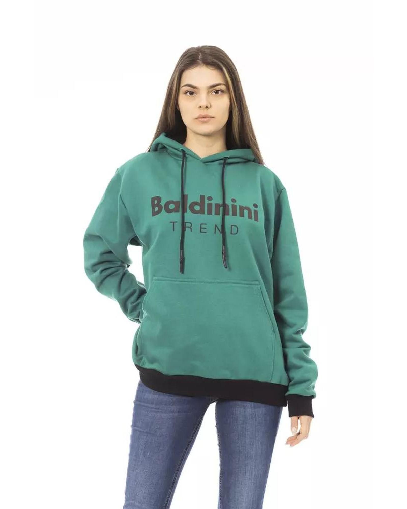 image of Baldinini Fleece Hoodie With Logo And Maxi Front Pocket in Black, Women's (Size Medium)