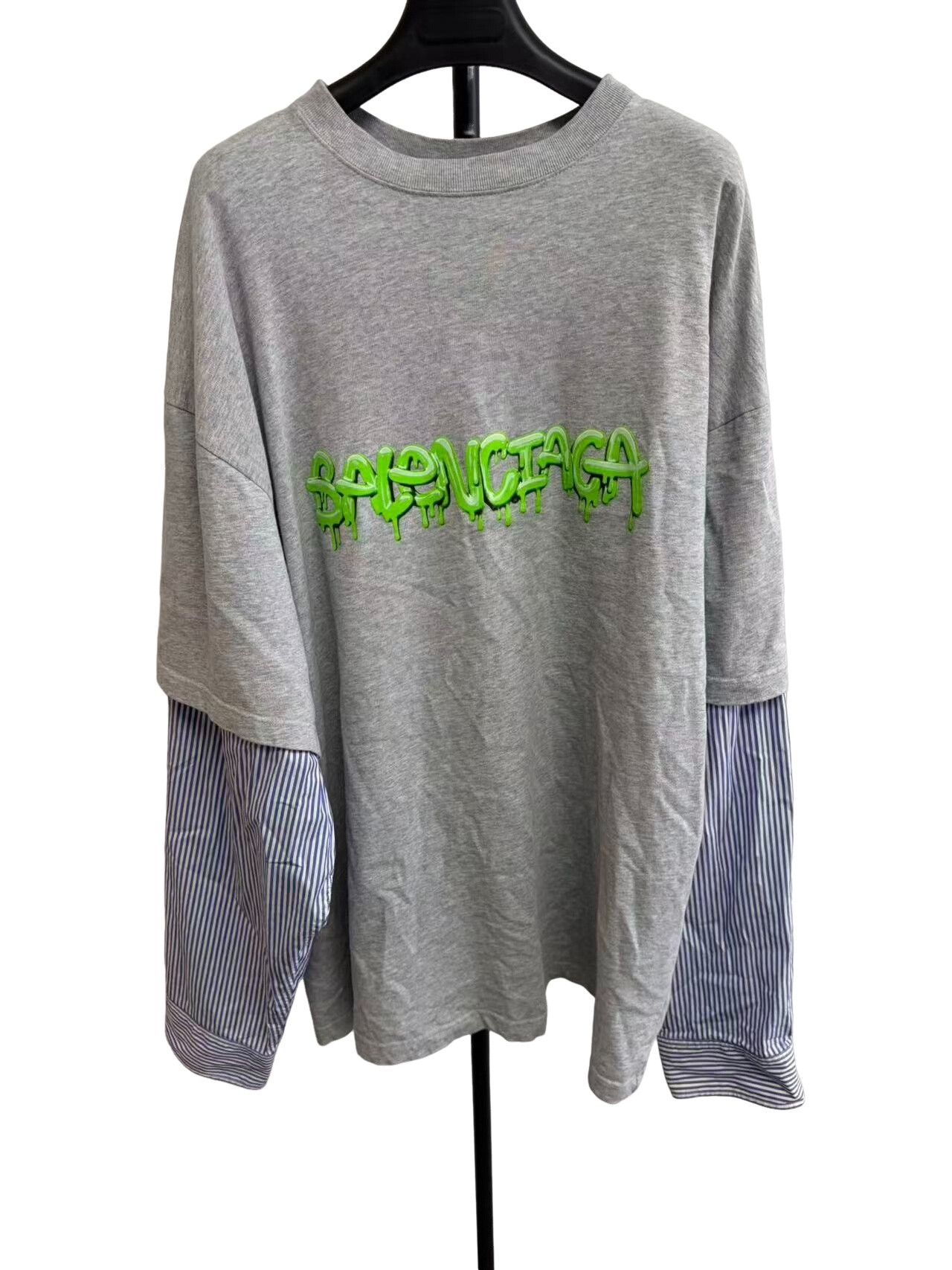 Balenciaga Balenciaga Layered Striped Sleeve T-Shirt S Size US S / EU 44-46 / 1 - 1 Thumbnail