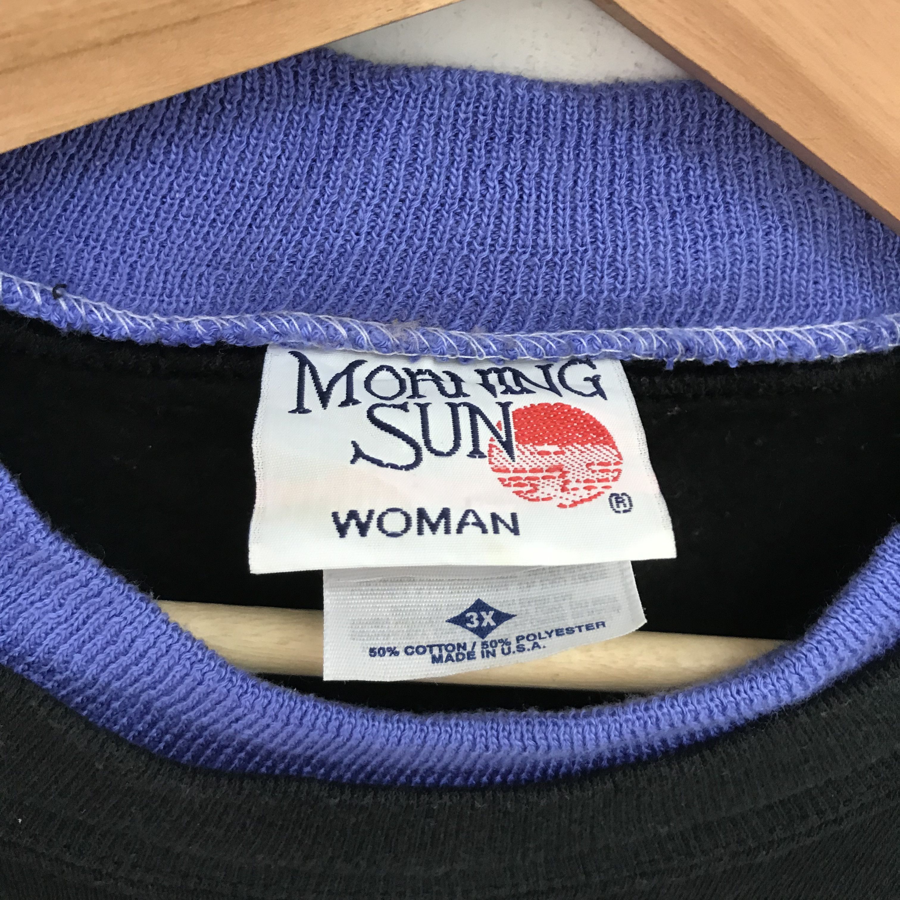 Vintage Vintage 90's Morning Sun Black Sweatshirt - 506 Size US XXL / EU 58 / 5 - 9 Thumbnail