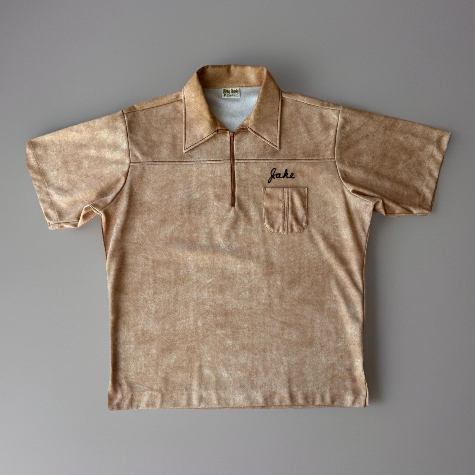 King Louie ボウリングシャツ M ブラウン　70s 70s USA製 King Louieキングルイ チェーン刺繍 ボウリングシャツ M