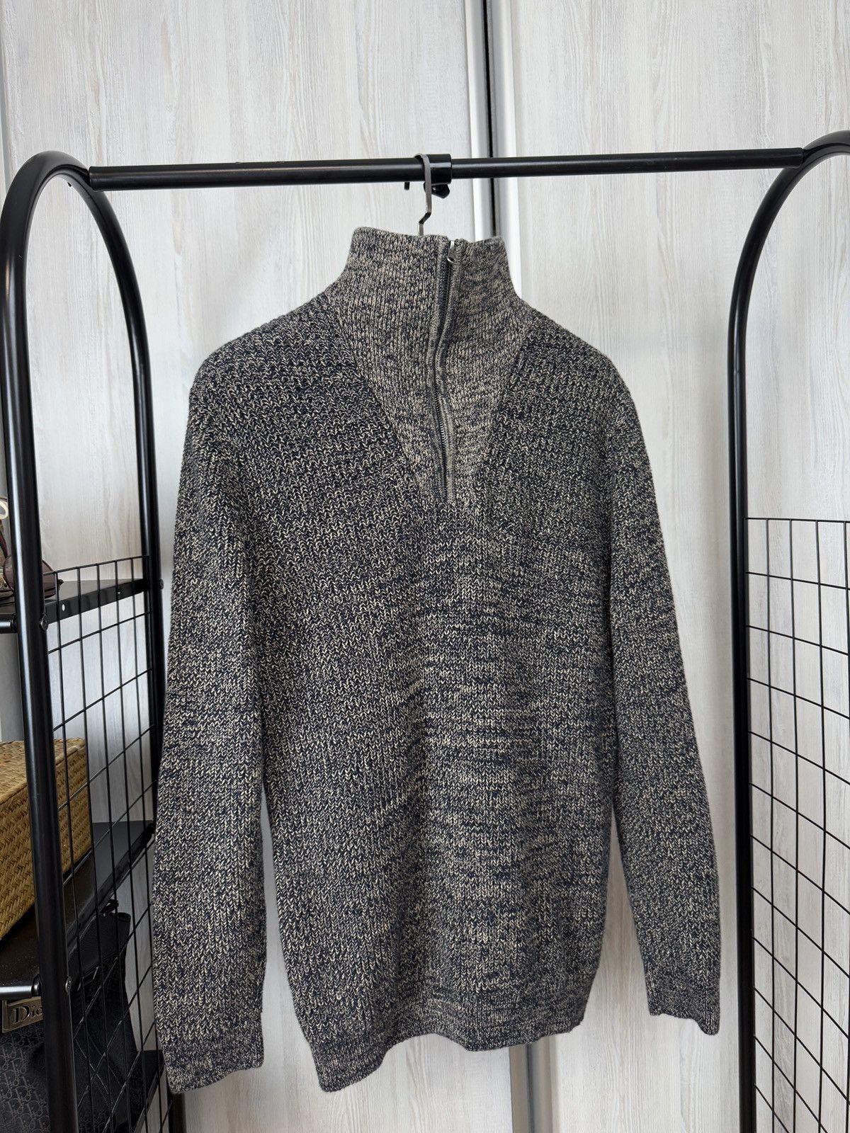 Folk Folk 1/4 zip cotton stretchy knitted pullover sweater Size US L / EU 52-54 / 3 - 4 Thumbnail