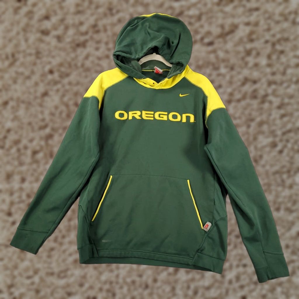 Nike VINTAGE Nike Oregan Ducks Hoodie Mens Medium Green Fleece Lined Zipper Pockets Pullover Size US M / EU 48-50 / 2 - 1 Thumbnail