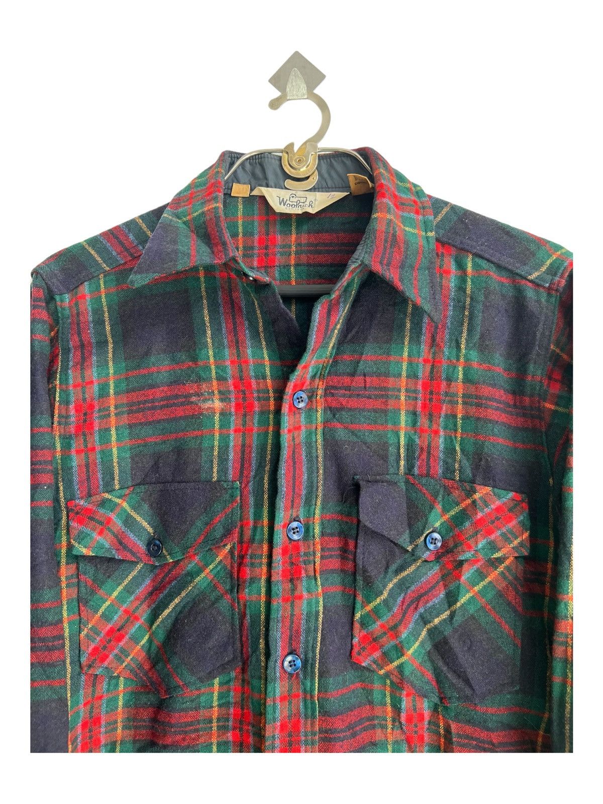 Vintage × Woolrich Woolen Mills 1980s Woolrich Red Tartan Checkered Wool Flannel Shirt Size US M / EU 48-50 / 2 - 3 Thumbnail