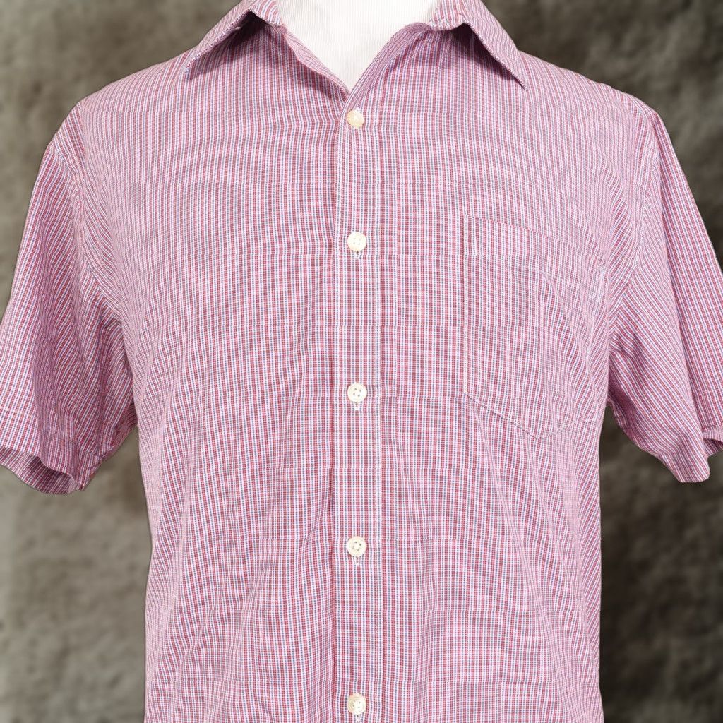 Van Heusen Van Heusen Shirt Mens XL Red Blue Checkered Classic Fit Short Sleeve Button Up Size US XL / EU 56 / 4 - 1 Thumbnail