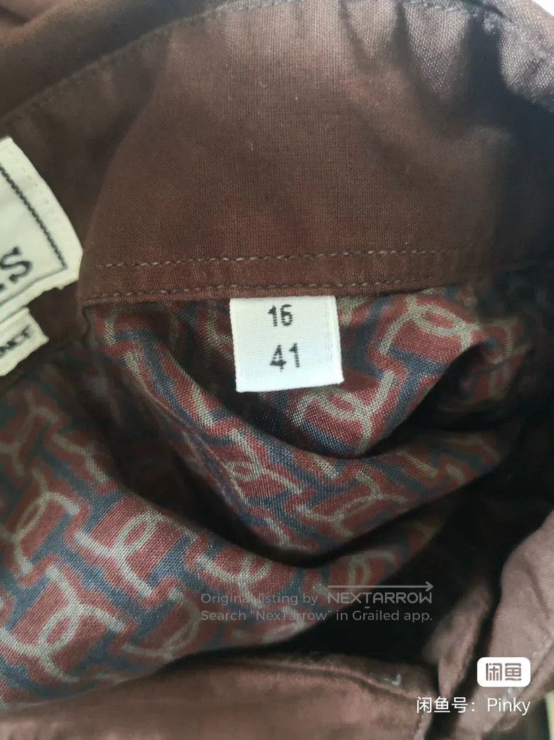 Hermes Hermes size 41 Men's shirt, burgundy, 100% pure cotton Size US S / EU 44-46 / 1 - 5 Thumbnail