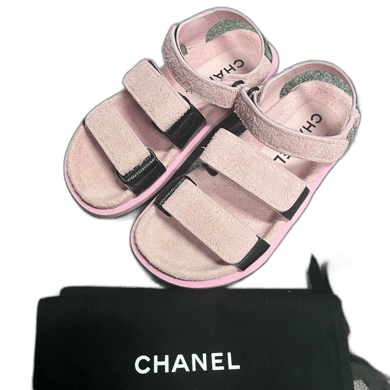 Chanel Pink Velcro Strap Sandals Size 36